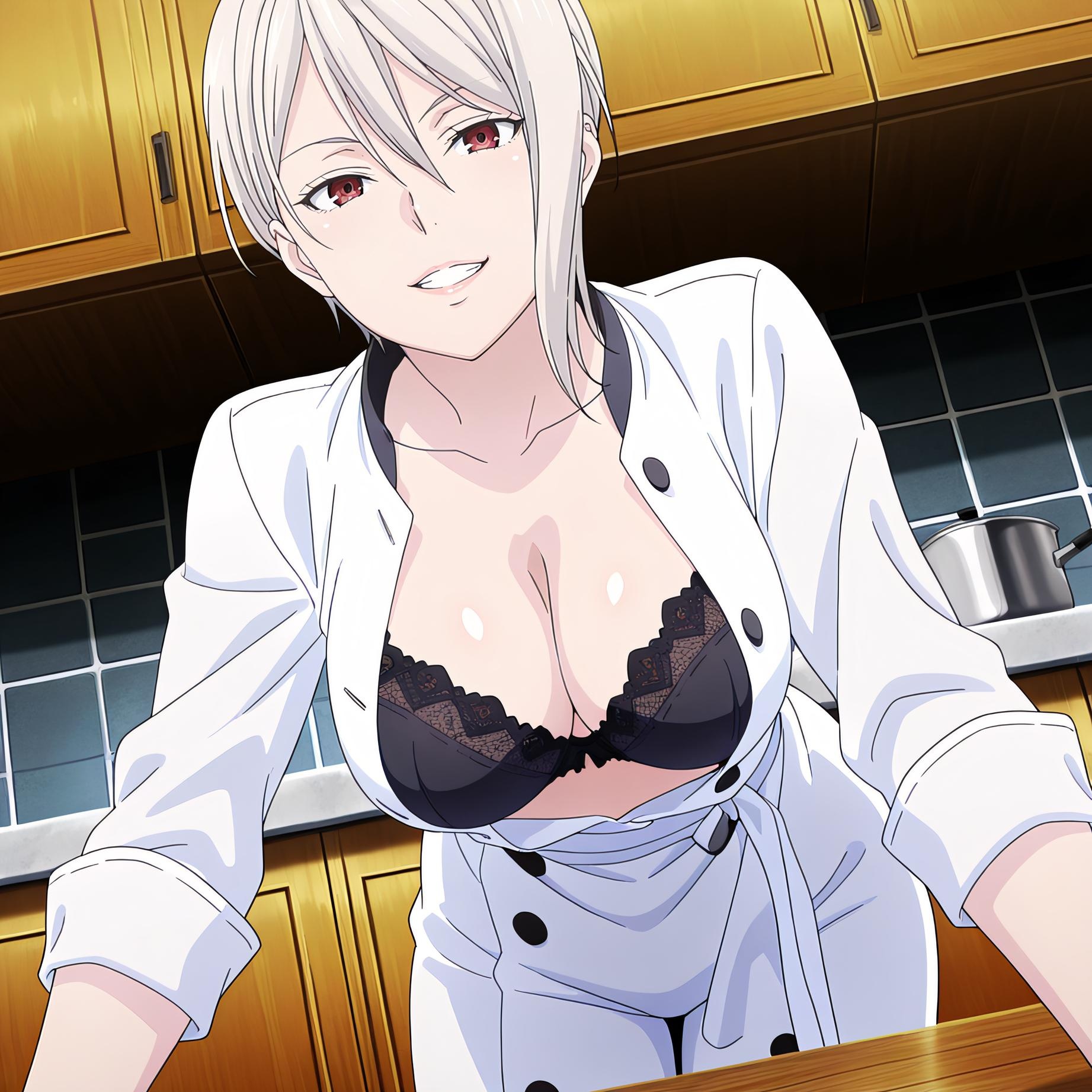 'Anime Girl Tạo Bởi AI - [2D] 薙切爱丽丝 Alice Nakiri 白发巨乳料理大小姐 裸围裙开档黑丝 极致肉感无修正 110P'