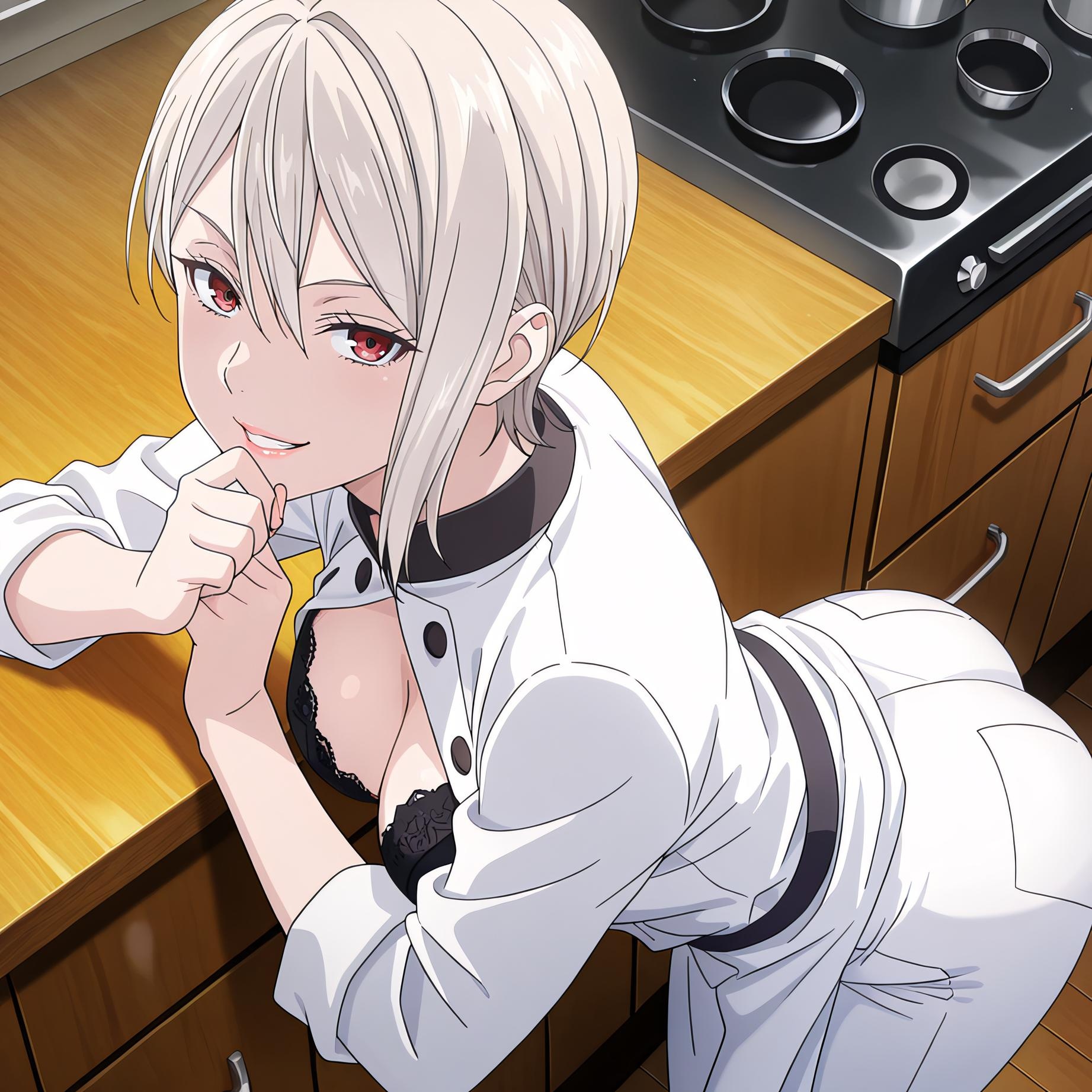 'Anime Girl Tạo Bởi AI - [2D] 薙切爱丽丝 Alice Nakiri 白发巨乳料理大小姐 裸围裙开档黑丝 极致肉感无修正 110P'
