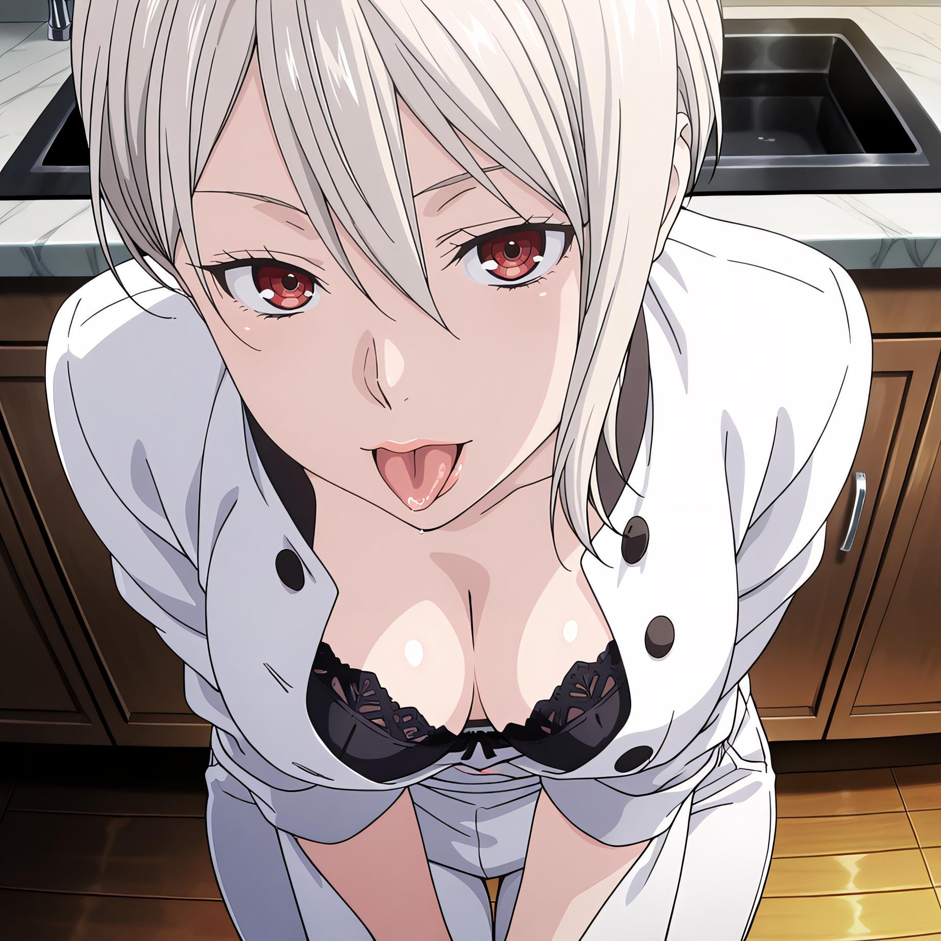 AI生成アニメ少女 - [2D] 薙切愛麗絲 白髪巨乳料理お嬢様 裸エプロン開脚黒ストッキング 極致肉感無修正 110P