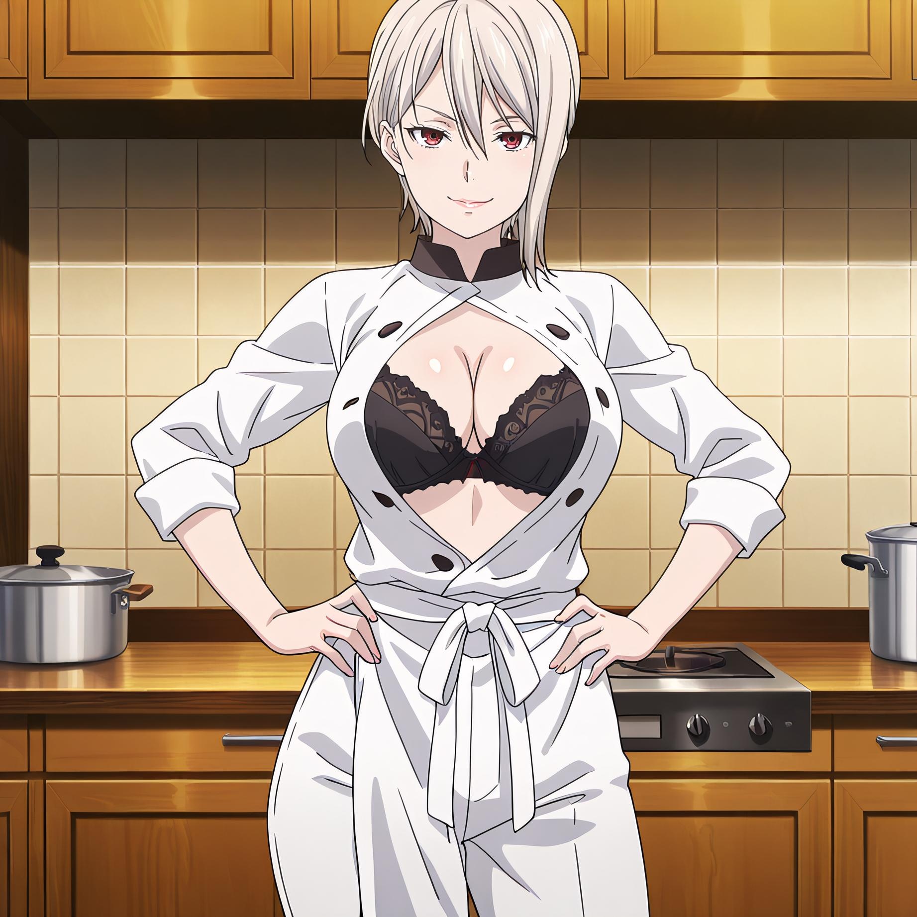 'Anime Girl Tạo Bởi AI - [2D] 薙切爱丽丝 Alice Nakiri 白发巨乳料理大小姐 裸围裙开档黑丝 极致肉感无修正 110P'