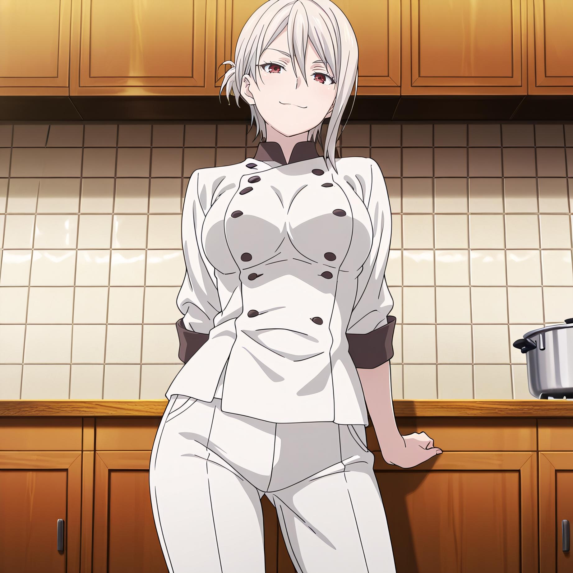 AI生成アニメ少女 - [2D] 薙切愛麗絲 白髪巨乳料理お嬢様 裸エプロン開脚黒ストッキング 極致肉感無修正 110P