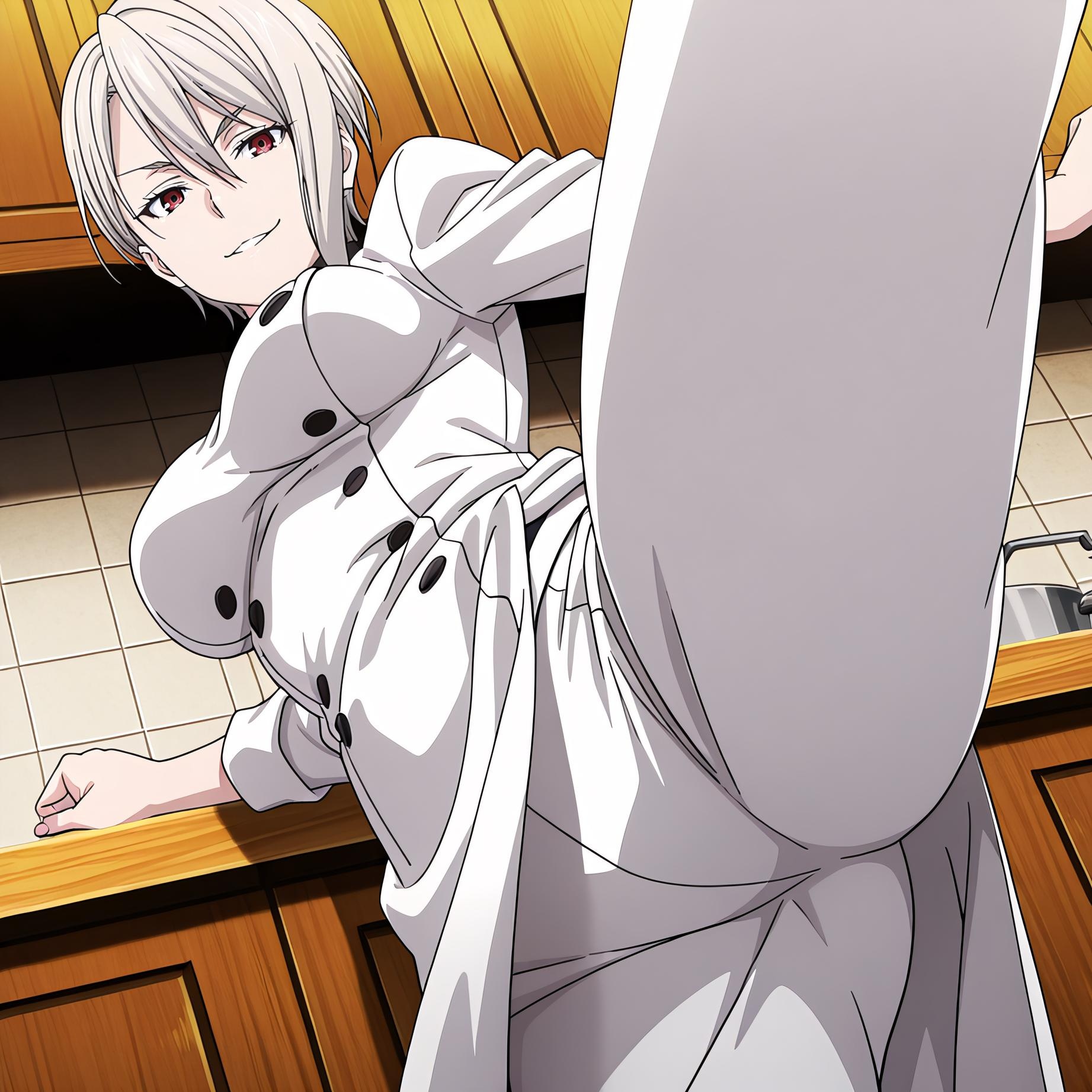 AI生成動漫女孩 - [2D] 薙切愛麗絲 白髮巨乳料理大小姐 裸圍裙開檔黑絲 極致肉感無修正 110P