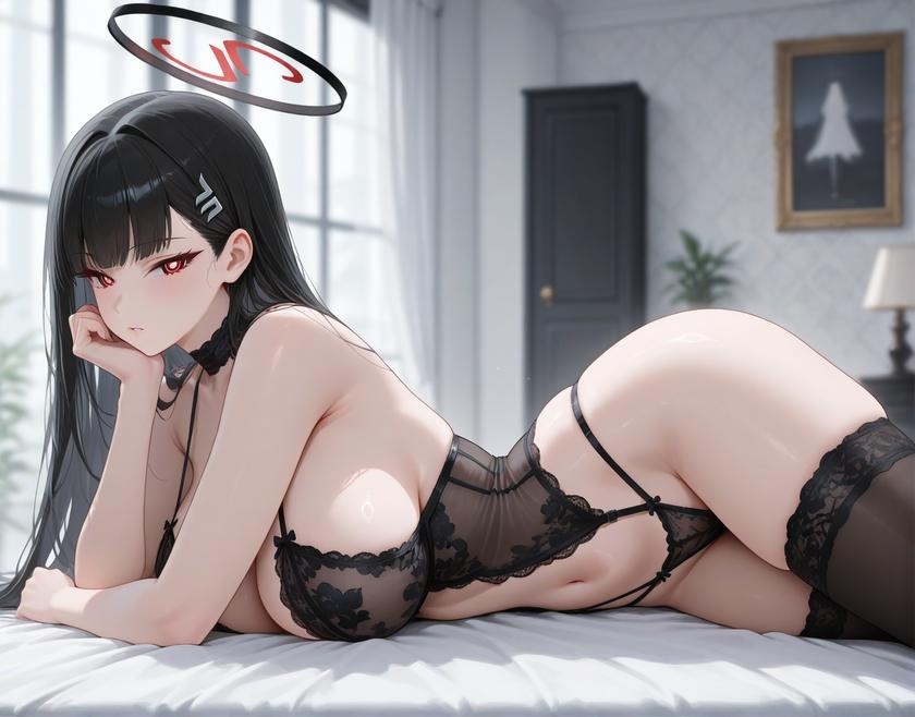 AI生成アニメ少女 - [2D] 调月莉音 Tsukatsuki Rio (碧蓝档案) 黒髪巨乳学生会長 スーツ破れ黒ストッキング 極致肉感無修正 412P