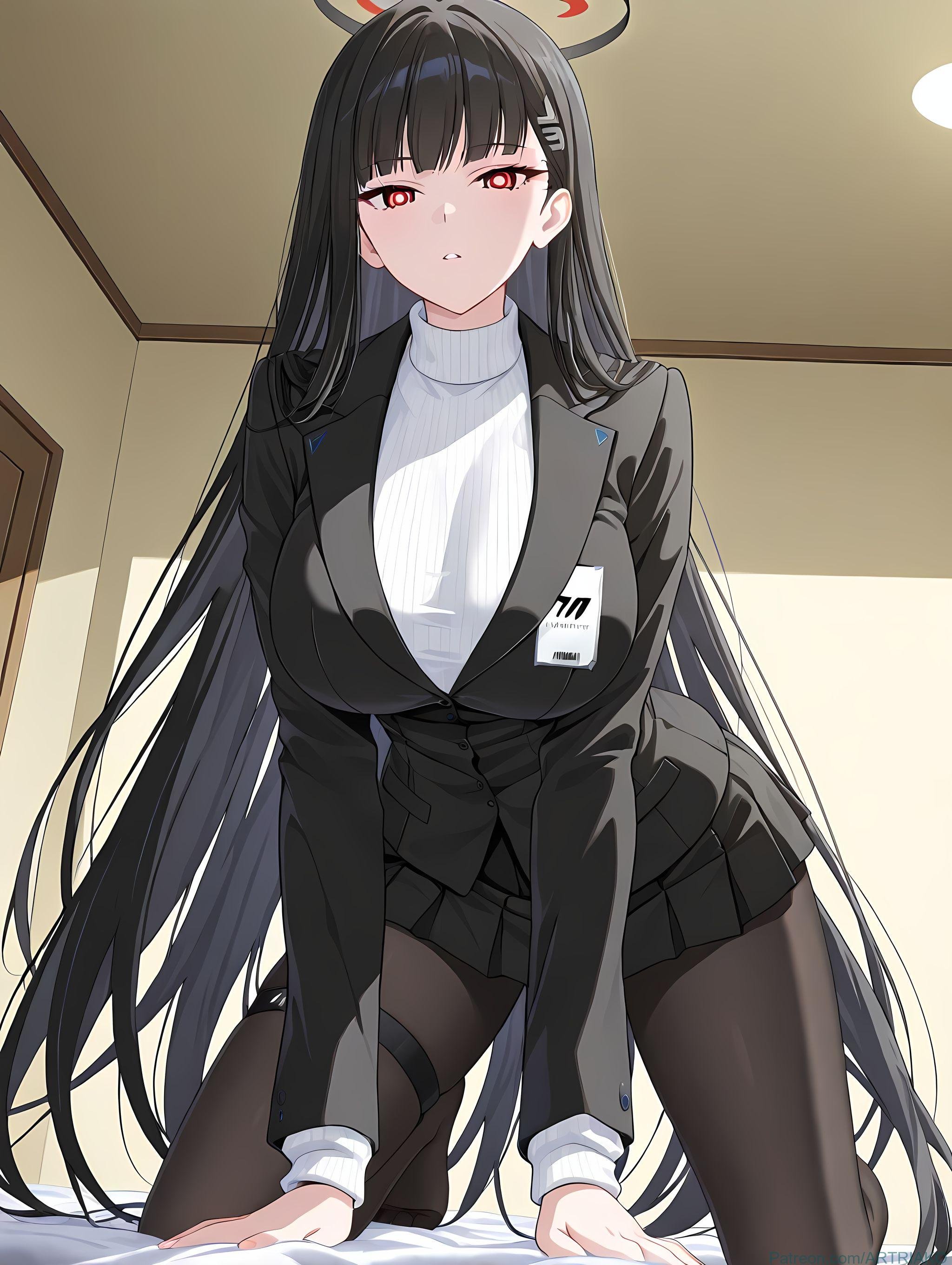 AI生成アニメ少女 - [2D] 调月莉音 Tsukatsuki Rio (碧蓝档案) 黒髪巨乳学生会長 スーツ破れ黒ストッキング 極致肉感無修正 412P