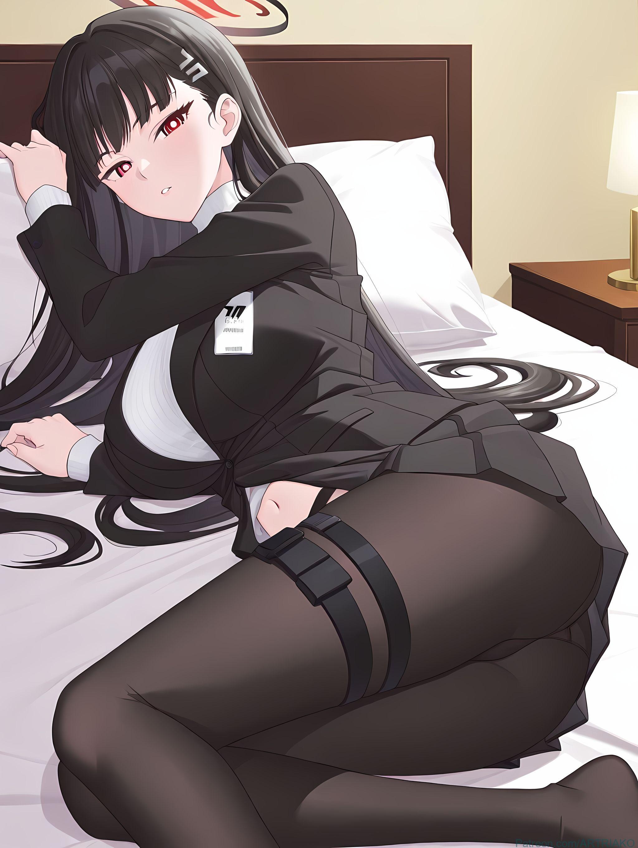 AI สร้างอนิเมะสาว - [2D] 调月莉音 Tsukatsuki Rio (碧蓝档案) ประธานนักเรียนผมดำหน้าอกใหญ่ สูทฉีกขาด ขาเรียวสุดเซ็กซี่ 412P