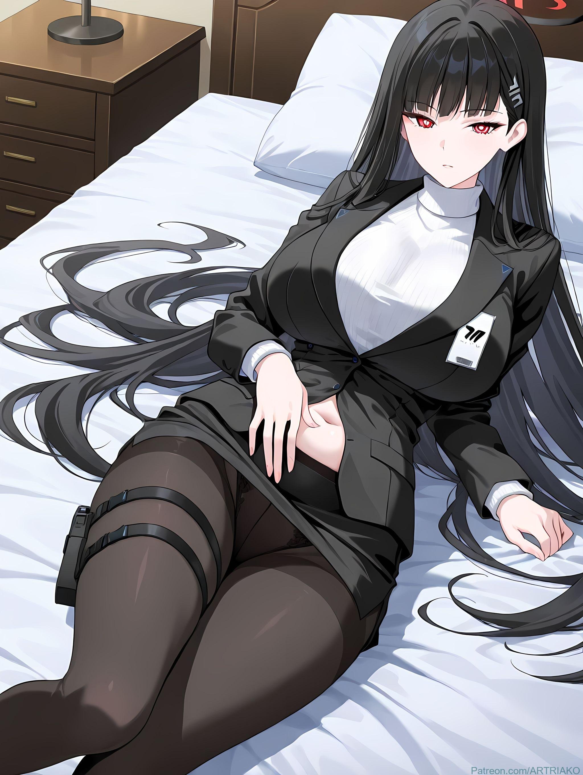 AI生成アニメ少女 - [2D] 调月莉音 Tsukatsuki Rio (碧蓝档案) 黒髪巨乳学生会長 スーツ破れ黒ストッキング 極致肉感無修正 412P