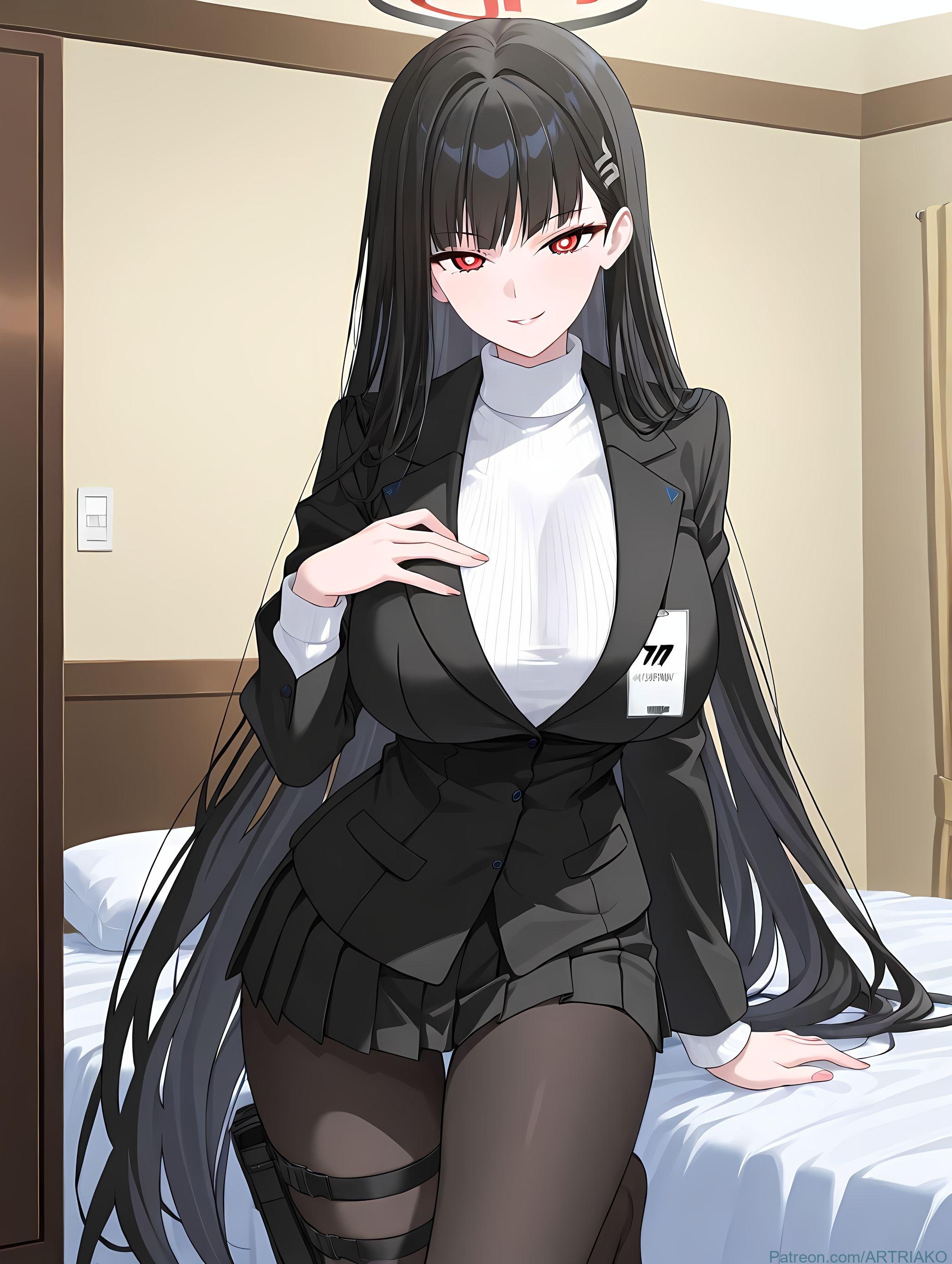 AI生成アニメ少女 - [2D] 调月莉音 Tsukatsuki Rio (碧蓝档案) 黒髪巨乳学生会長 スーツ破れ黒ストッキング 極致肉感無修正 412P