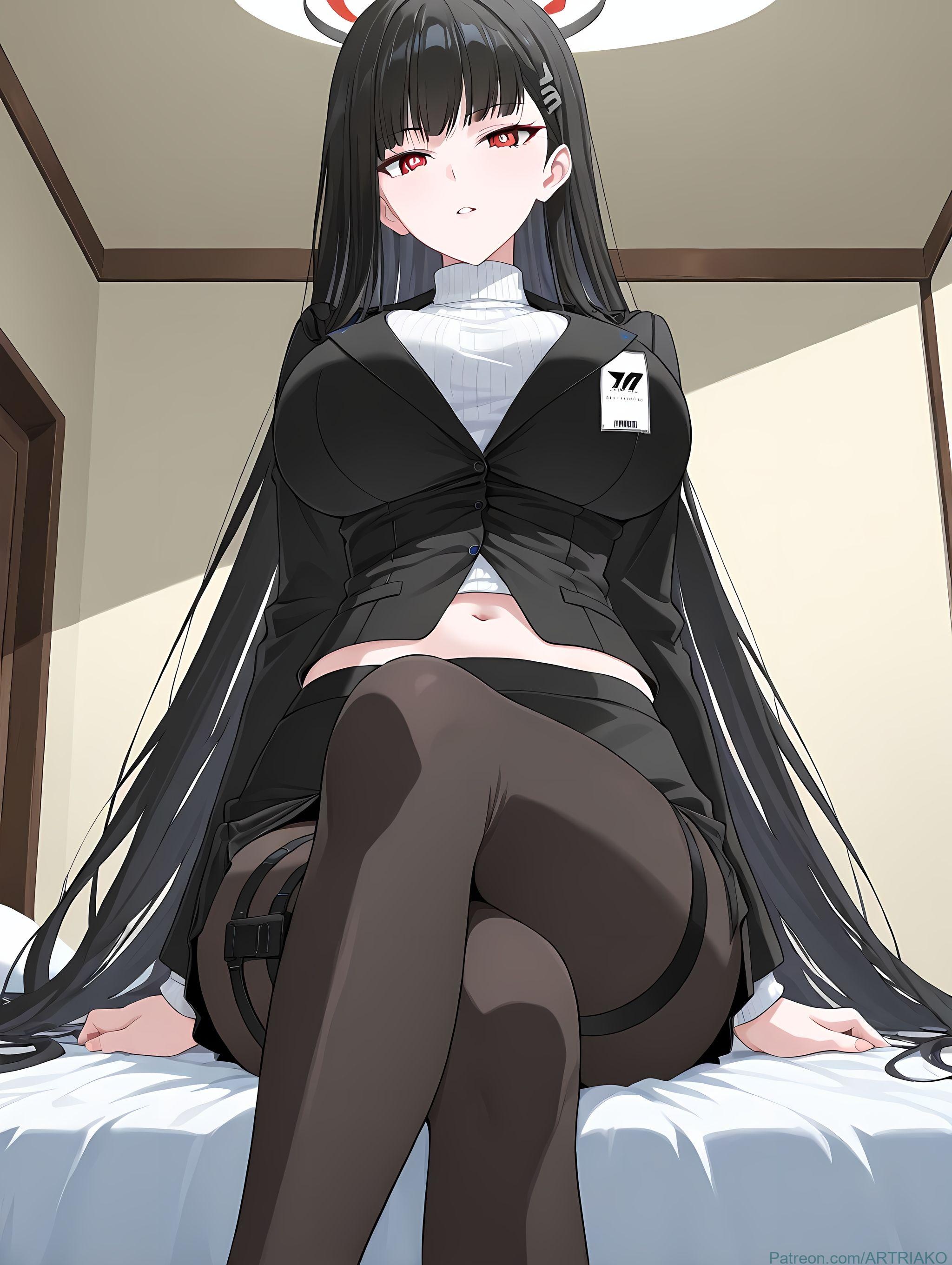 AI生成アニメ少女 - [2D] 调月莉音 Tsukatsuki Rio (碧蓝档案) 黒髪巨乳学生会長 スーツ破れ黒ストッキング 極致肉感無修正 412P