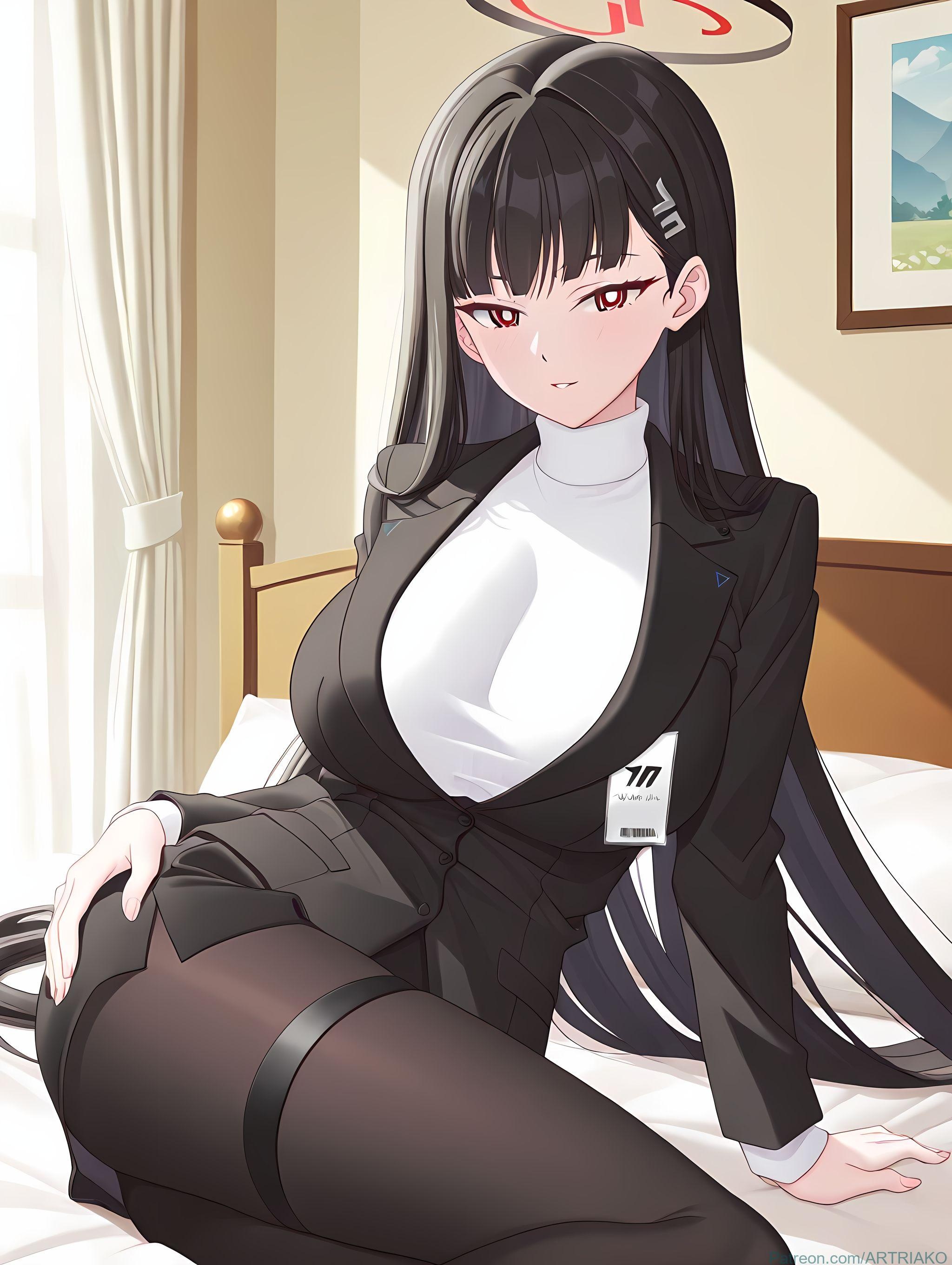 AI生成アニメ少女 - [2D] 调月莉音 Tsukatsuki Rio (碧蓝档案) 黒髪巨乳学生会長 スーツ破れ黒ストッキング 極致肉感無修正 412P