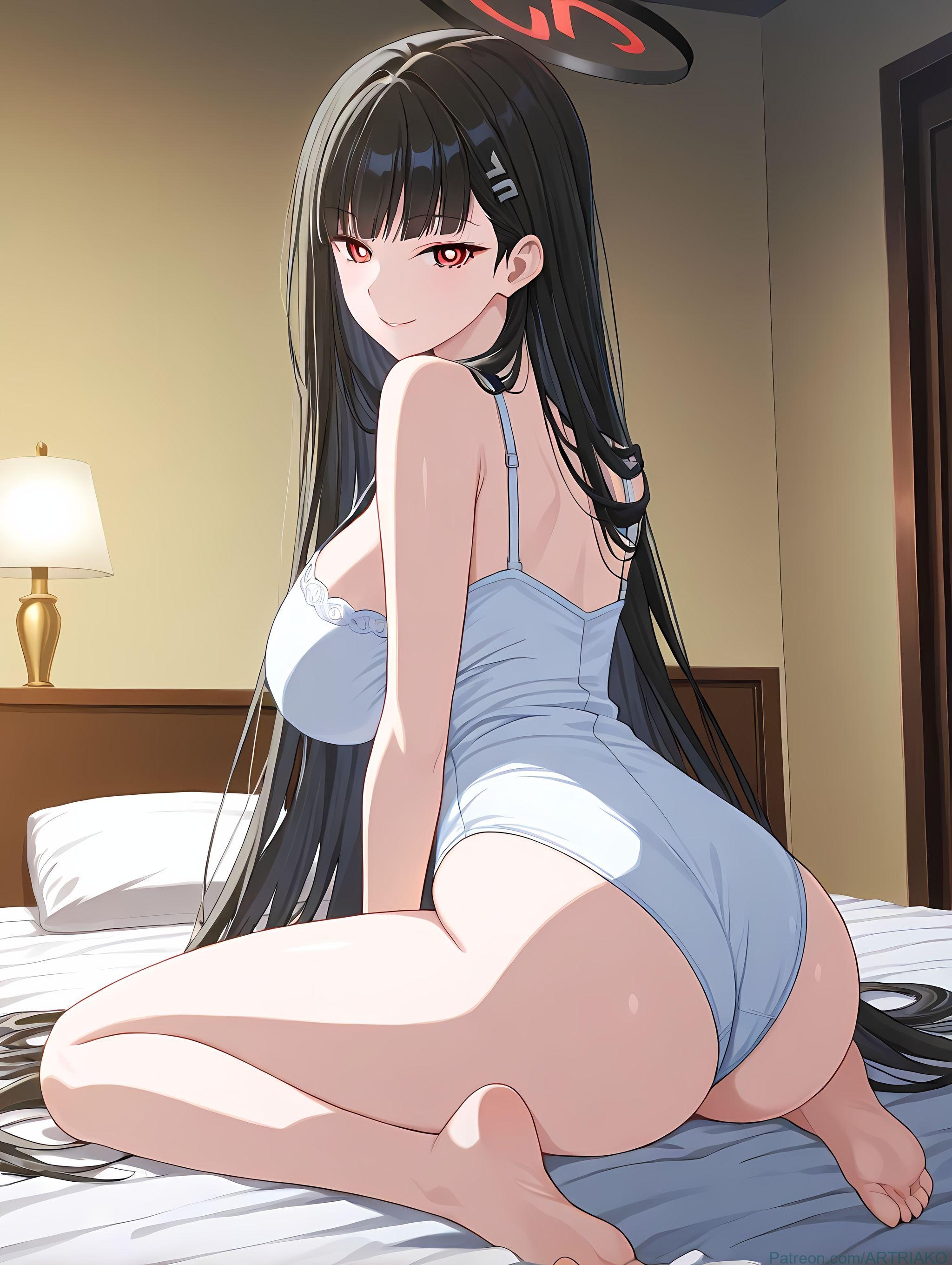 AI生成的動漫女孩 - [2D] 調月莉音 (碧藍檔案) 黑髮巨乳學生會長 西服撕裂黑絲 極致肉感無修正 412P