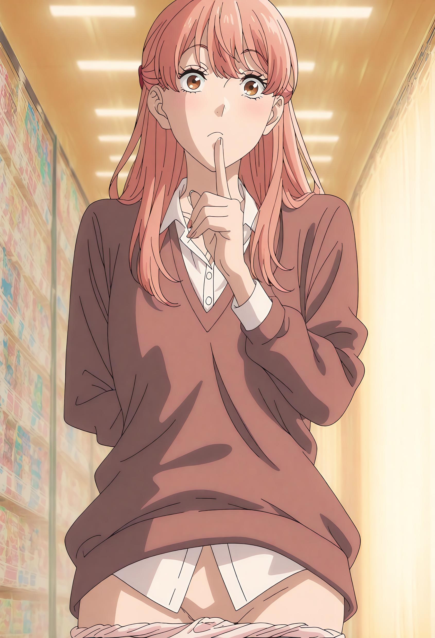 AI生成的動漫女孩 - [2D] 桃濑成海 (Wotakoi) 黑髮校服少女 黑絲開檔 嫵媚肉感無修正 37P