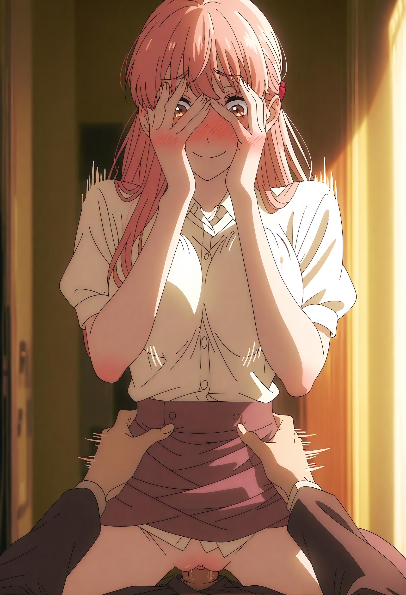 AI生成的動漫女孩 - [2D] 桃濑成海 (Wotakoi) 黑髮校服少女 黑絲開檔 嫵媚肉感無修正 37P
