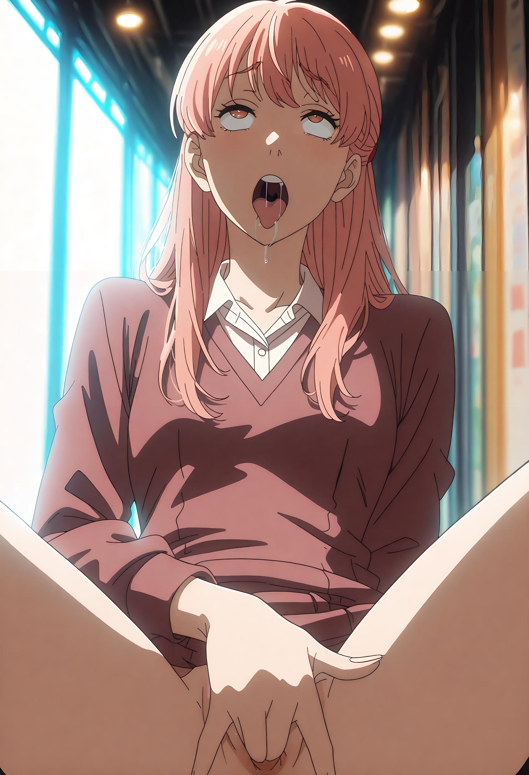Cô Gái Anime Tạo Bởi AI - [2D] 桃濑成海 Narumi Momose (Wotakoi) Cô Nữ Sinh Tóc Đen Trong Đồng Phục, Tất Đen Mở, Gợi Cảm 37P