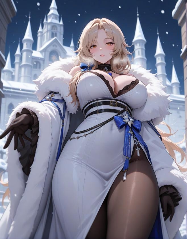 AI 生成動漫女孩 - [3D] 鲁德米拉 Ludmilla (勝利女神：妮姬) 銀髮冰冷女王禮服撕裂 黑絲開檔極致肉感無修正 431P
