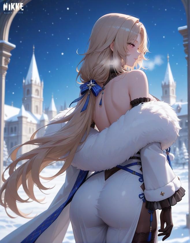 AI Generated Anime Girl - [3D] Ludmilla (Goddess of Victory: Nikke) Silver-Haired Cold Queen Dress Tear, Black Stockings, Ultimate Sensuality Uncensored 431P