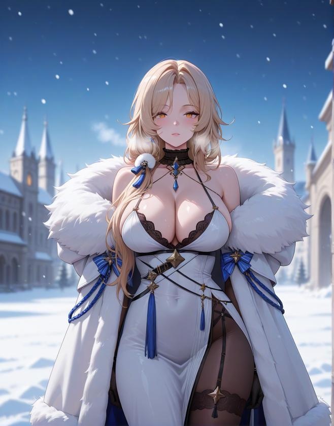 AI 生成動漫女孩 - [3D] 鲁德米拉 Ludmilla (勝利女神：妮姬) 銀髮冰冷女王禮服撕裂 黑絲開檔極致肉感無修正 431P