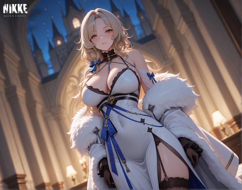 AI 生成動漫女孩 - [3D] 鲁德米拉 Ludmilla (勝利女神：妮姬) 銀髮冰冷女王禮服撕裂 黑絲開檔極致肉感無修正 431P