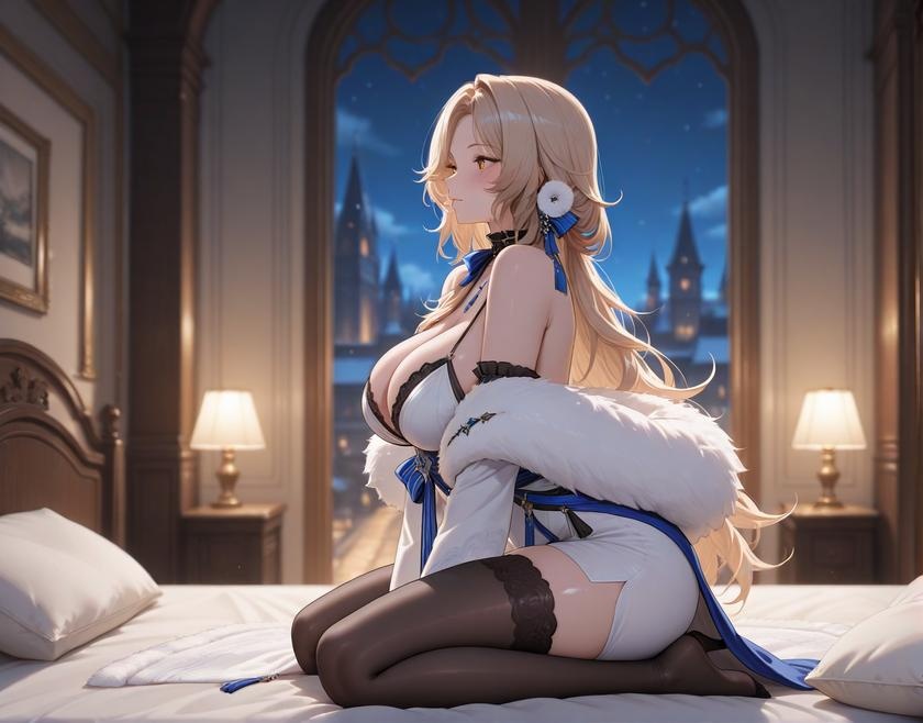 AI生成アニメ少女 - [3D] ルドミラ (勝利女神：ニキ) 銀髪冷徹女王ドレス破れ 黒ストッキング極限肉感無修正 431P