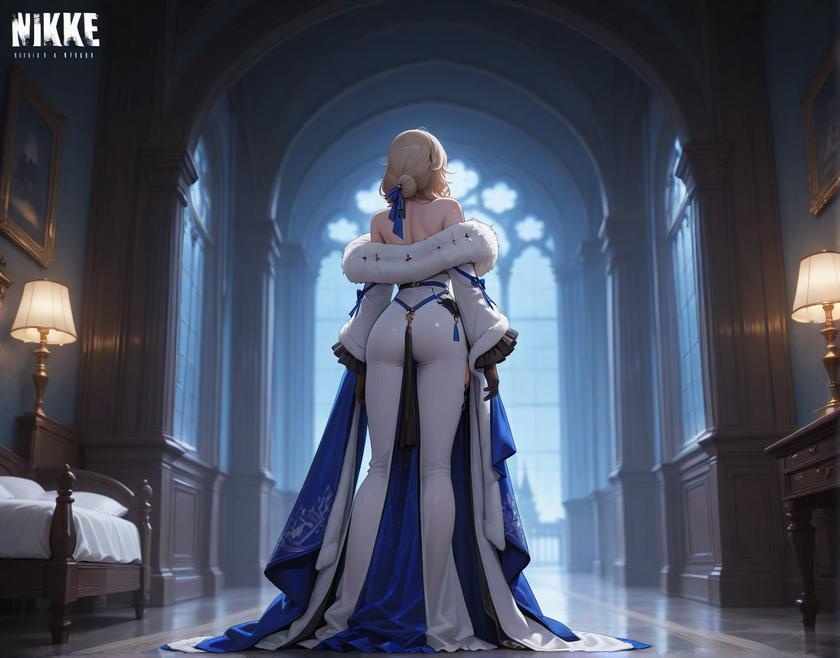 AI 生成動漫女孩 - [3D] 鲁德米拉 Ludmilla (勝利女神：妮姬) 銀髮冰冷女王禮服撕裂 黑絲開檔極致肉感無修正 431P