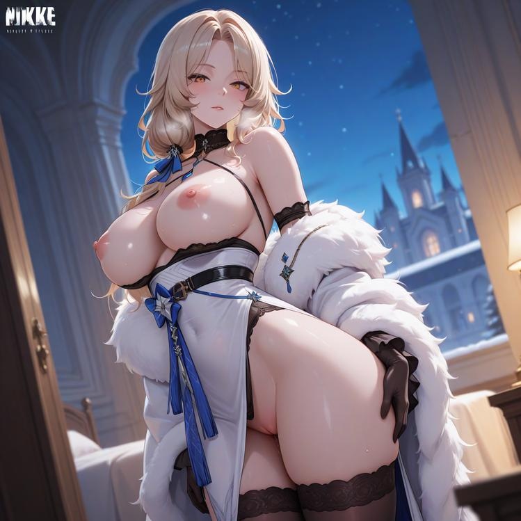 AI生成アニメ少女 - [3D] ルドミラ (勝利女神：ニキ) 銀髪冷徹女王ドレス破れ 黒ストッキング極限肉感無修正 431P