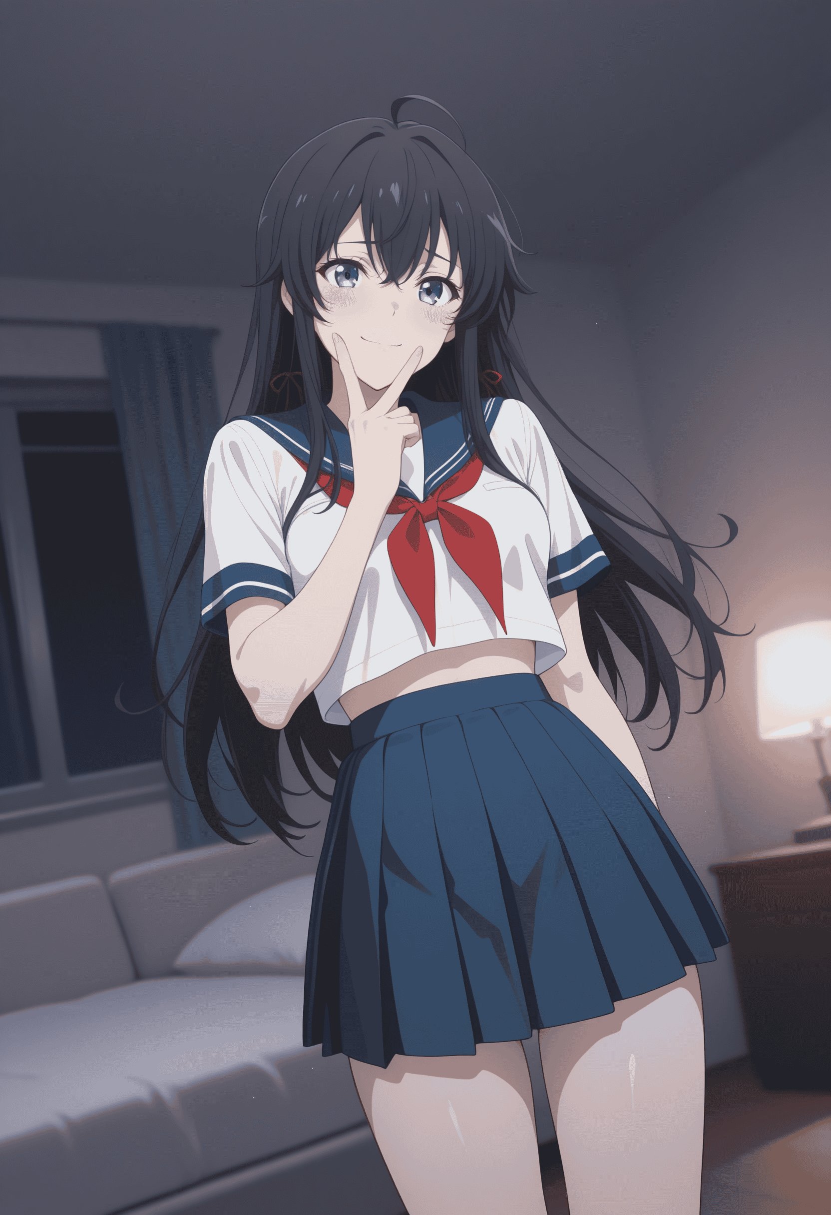 AI สร้างอนิเมะสาว - [2.5D] 雪之下阳乃 Yukinoshita Hana (Oregairu) พี่สาวผมยาวดำตรง สวมชุดนักเรียน ถุงน่องดำ อ่อนโยน มีเสน่ห์ 138P