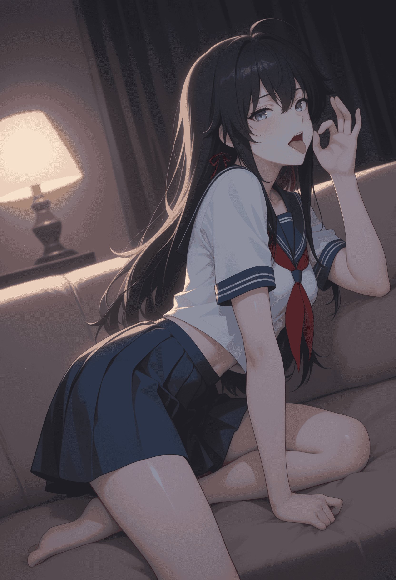 AI生成アニメ少女 - [2.5D] 雪之下陽乃 (俺ガイル) 黒髪ストレートお姉さんの魅力 制服×黒ストッキング 優しさと知性の肉感無修正 138P