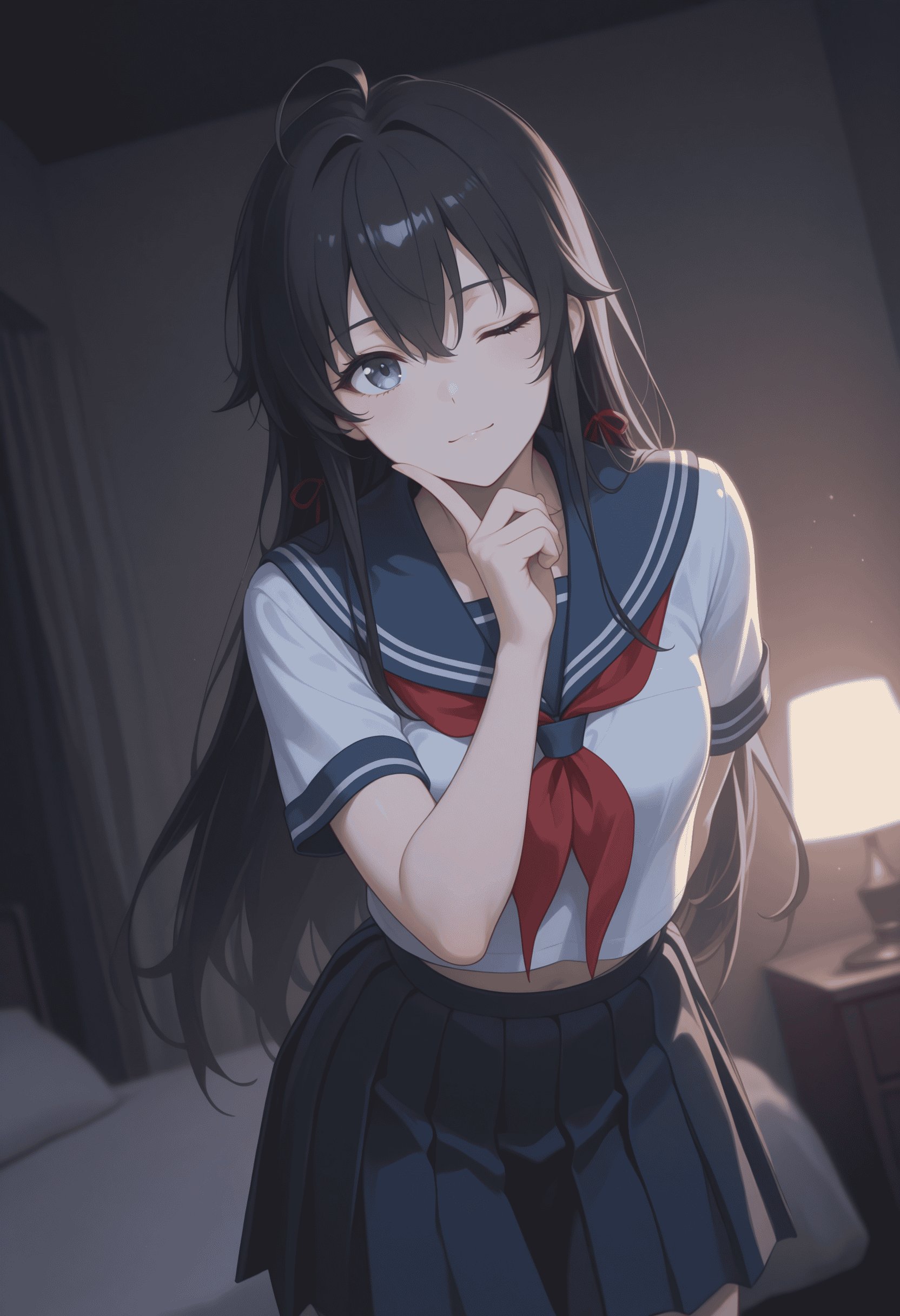AI สร้างอนิเมะสาว - [2.5D] 雪之下阳乃 Yukinoshita Hana (Oregairu) พี่สาวผมยาวดำตรง สวมชุดนักเรียน ถุงน่องดำ อ่อนโยน มีเสน่ห์ 138P