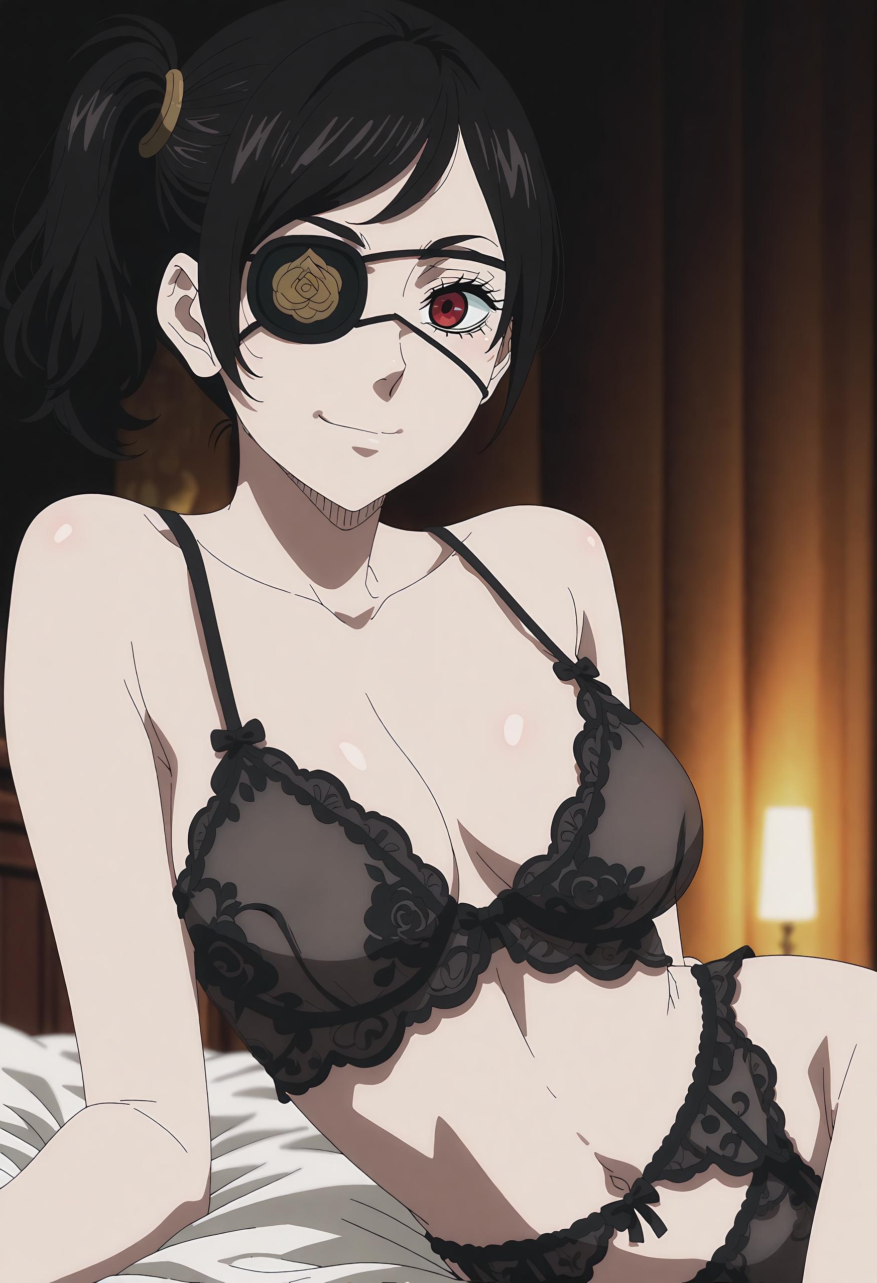 AI生成アニメ少女 - [2D] 瓦尼卡・佐格拉提ス：漆黒の三極性狂気の女王 黒髪赤瞳アイマスク破裂 巨乳肉感黒ストッキング開脚無修正極致調教 55P