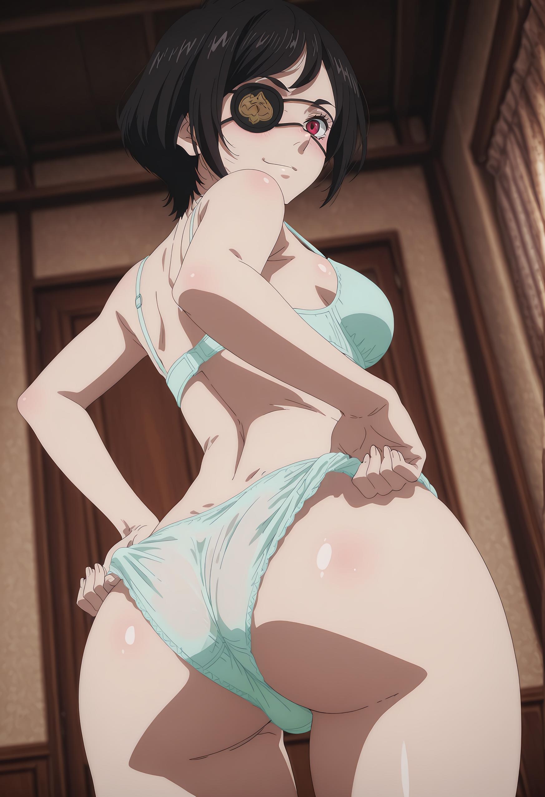 AI生成アニメ少女 - [2D] 瓦尼卡・佐格拉提ス：漆黒の三極性狂気の女王 黒髪赤瞳アイマスク破裂 巨乳肉感黒ストッキング開脚無修正極致調教 55P