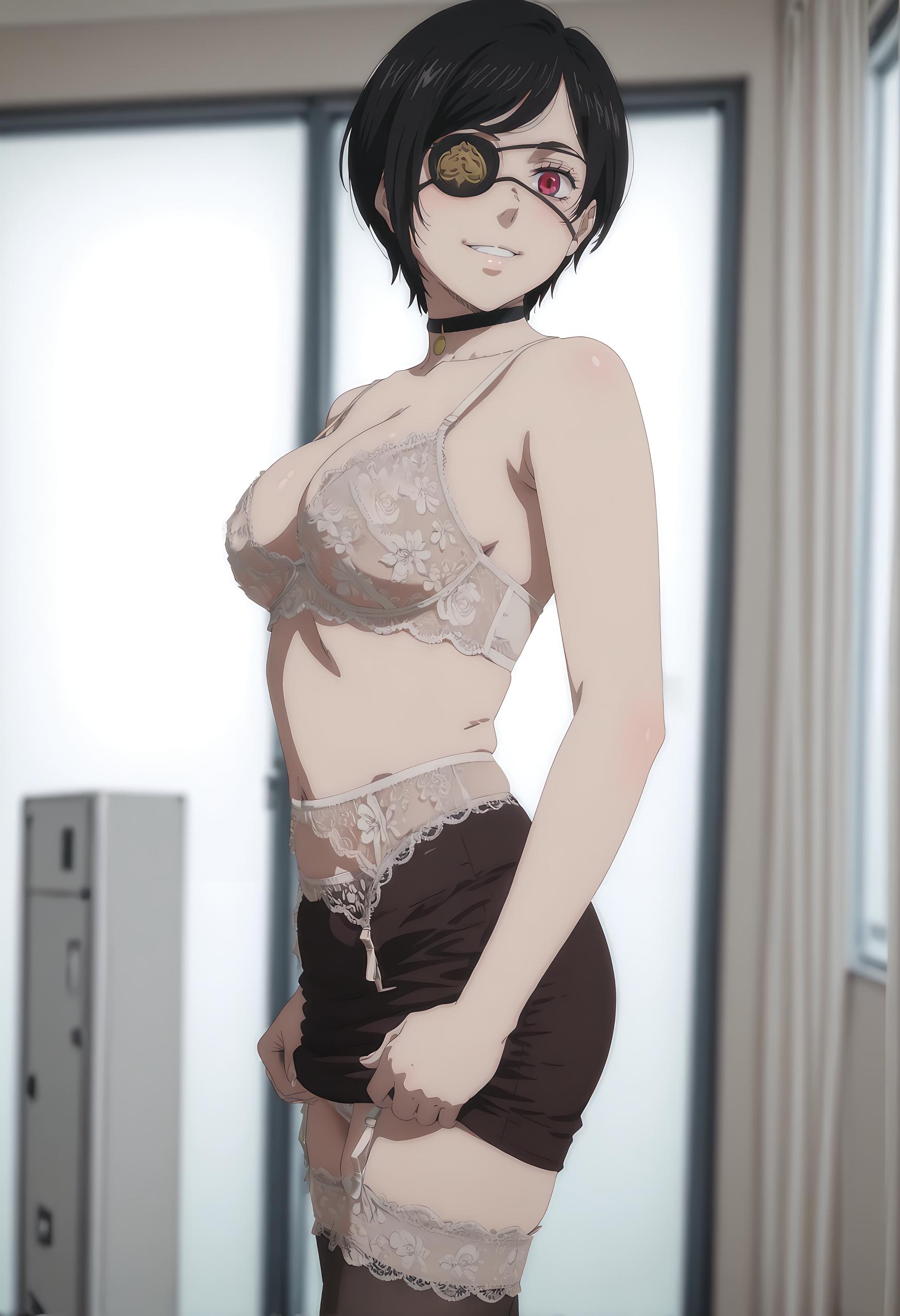 AI生成アニメ少女 - [2D] 瓦尼卡・佐格拉提ス：漆黒の三極性狂気の女王 黒髪赤瞳アイマスク破裂 巨乳肉感黒ストッキング開脚無修正極致調教 55P