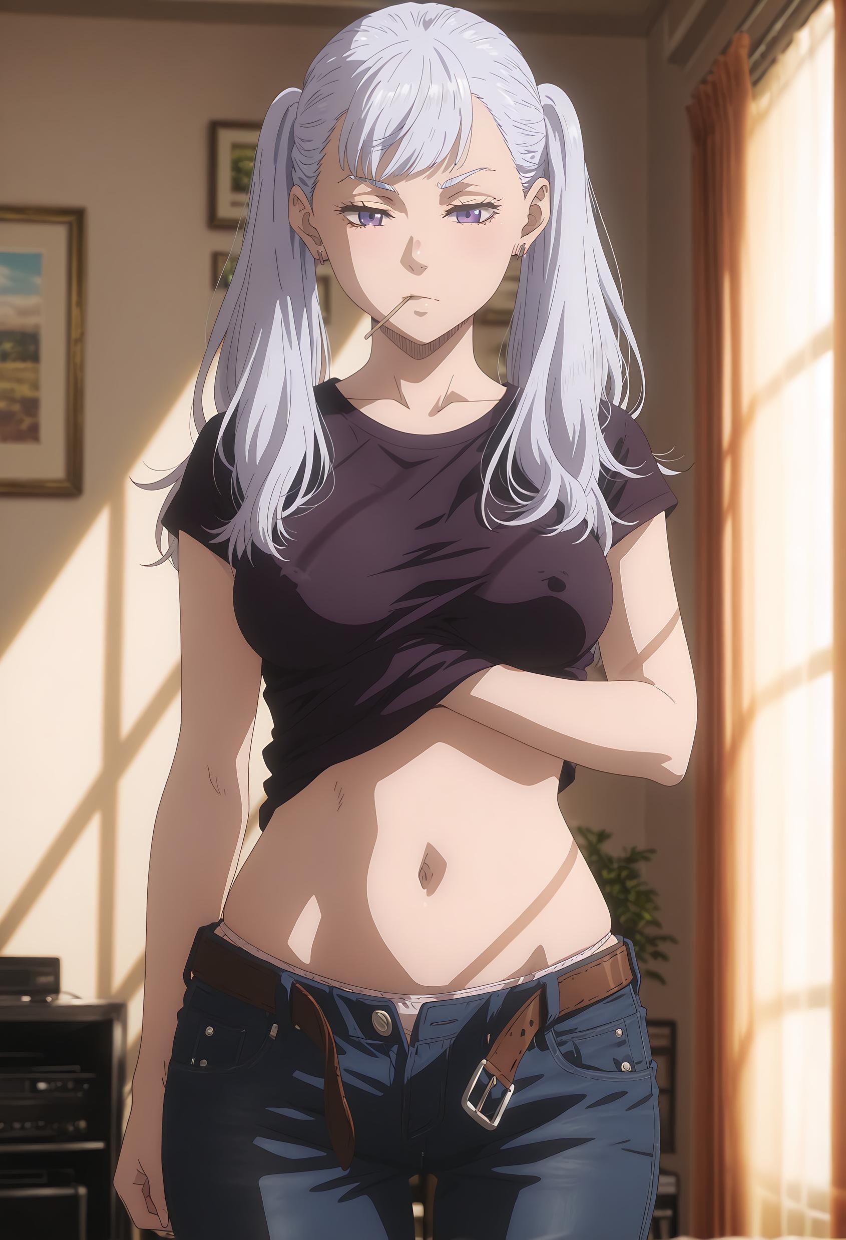 「AI生成アニメ少女 - [2D] ノエル・ヒルバ 黒牛騎士団 銀髪ツンデレお嬢様 水魔法女武神の鎧が裂ける 巨乳濡れ黒スト開脚無修正極致調教 43P」