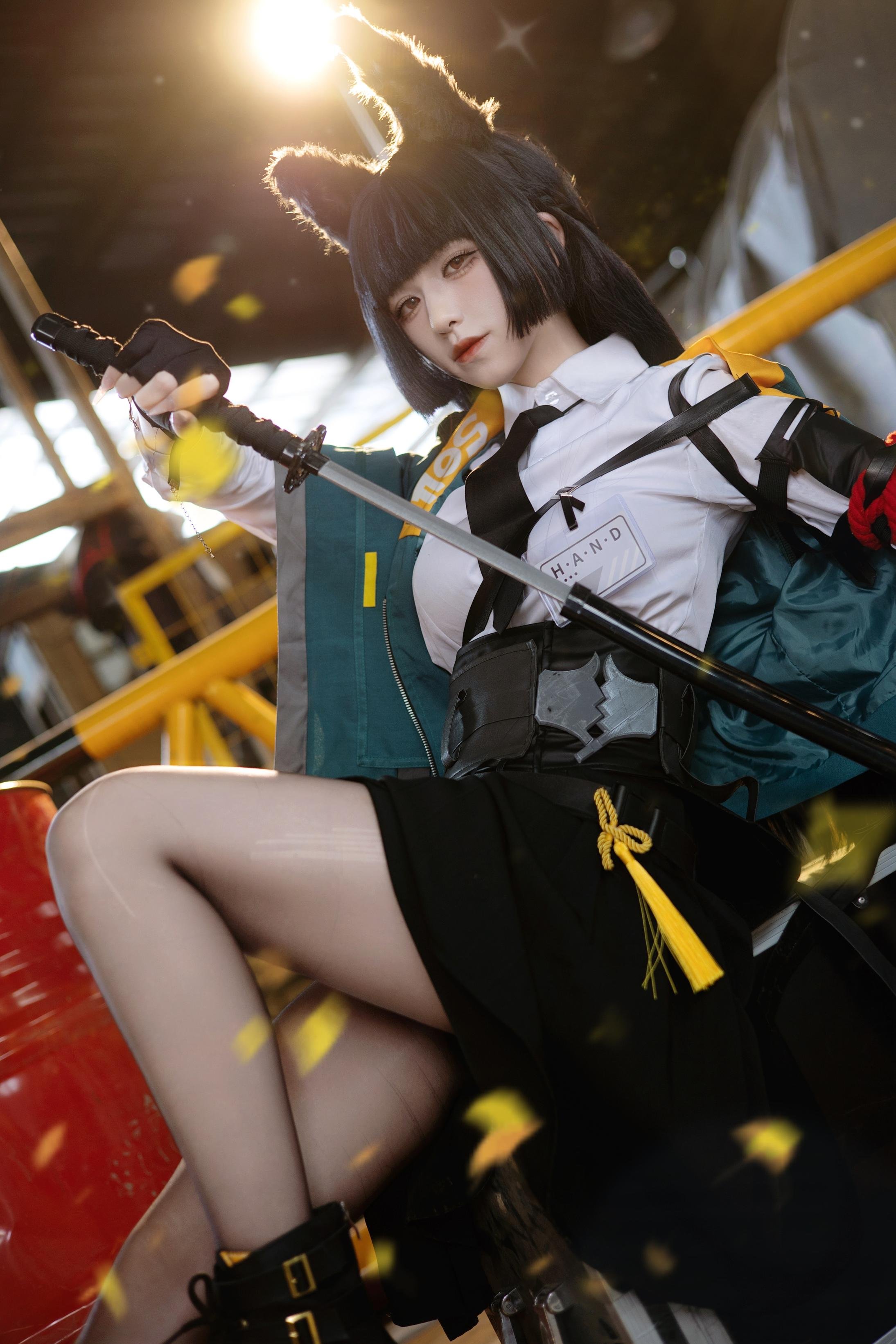 cospaly] 双木扶苏 - cos 星見雅：リアルな絶区零の狐娘、黒髪狐耳、裂けた和服、巨乳黒ストッキング、究極の誘惑、無修正30P
