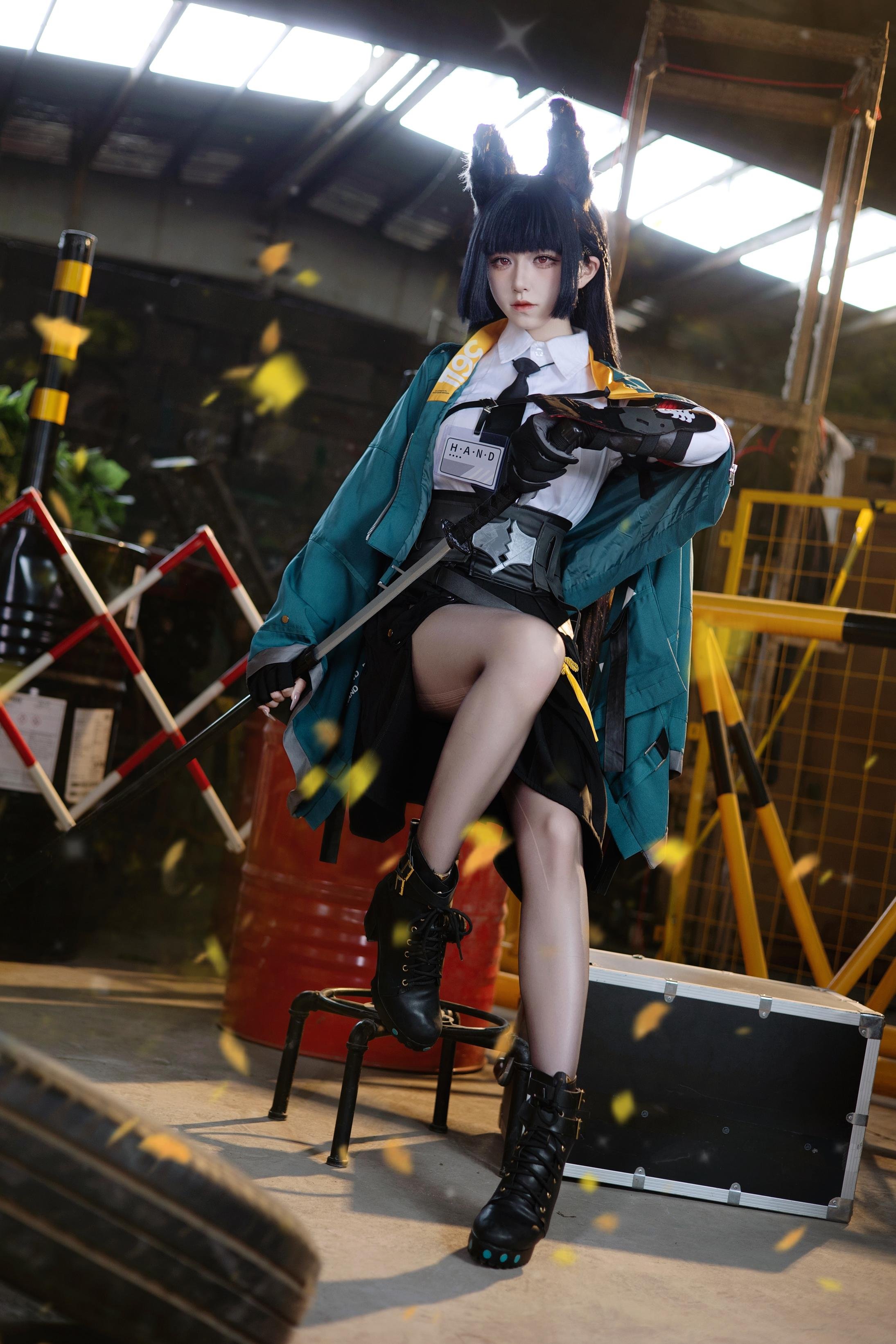 cospaly] 双木扶苏 - cos 星見雅：リアルな絶区零の狐娘、黒髪狐耳、裂けた和服、巨乳黒ストッキング、究極の誘惑、無修正30P