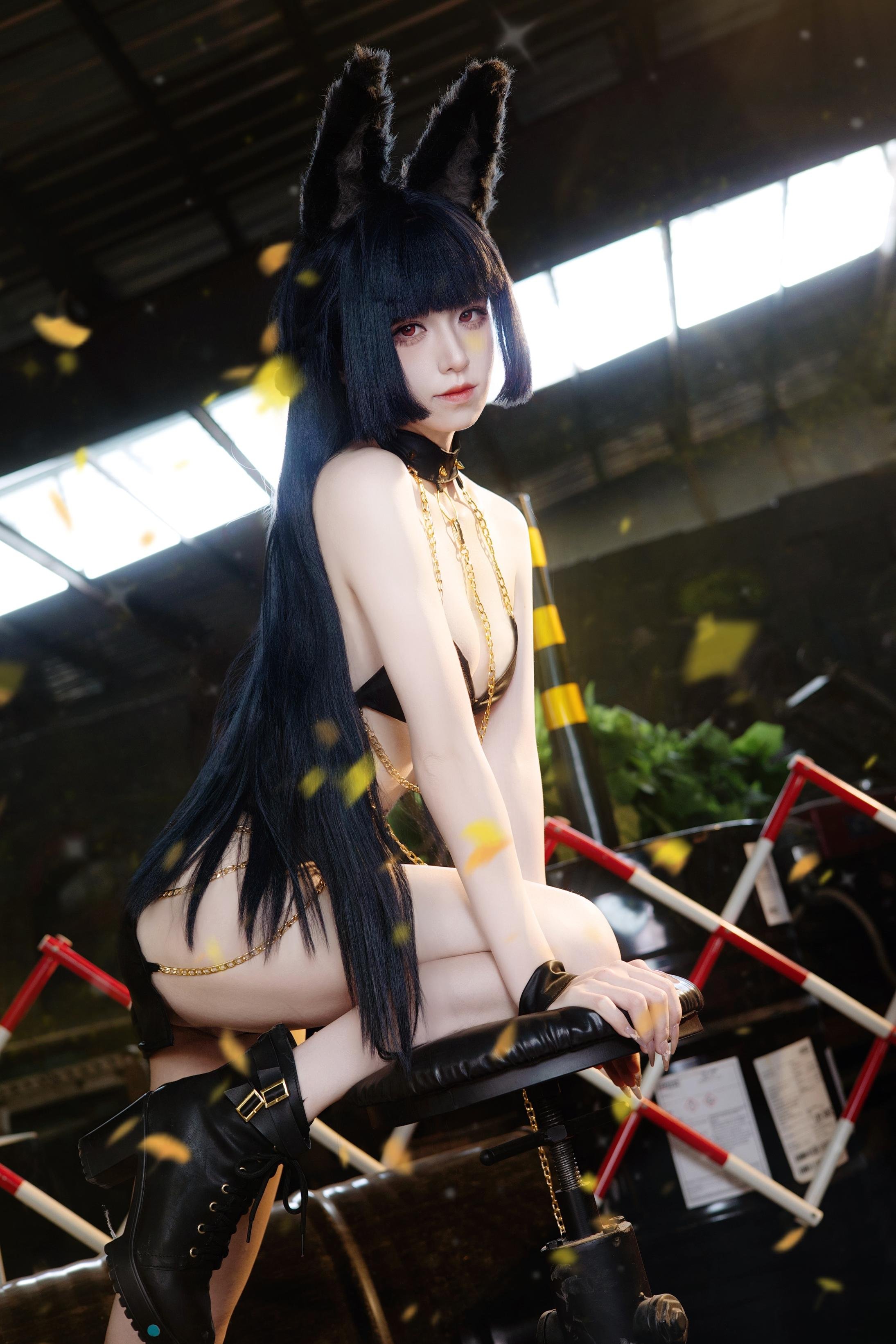 cospaly] 双木扶苏 - cos 星見雅：リアルな絶区零の狐娘、黒髪狐耳、裂けた和服、巨乳黒ストッキング、究極の誘惑、無修正30P