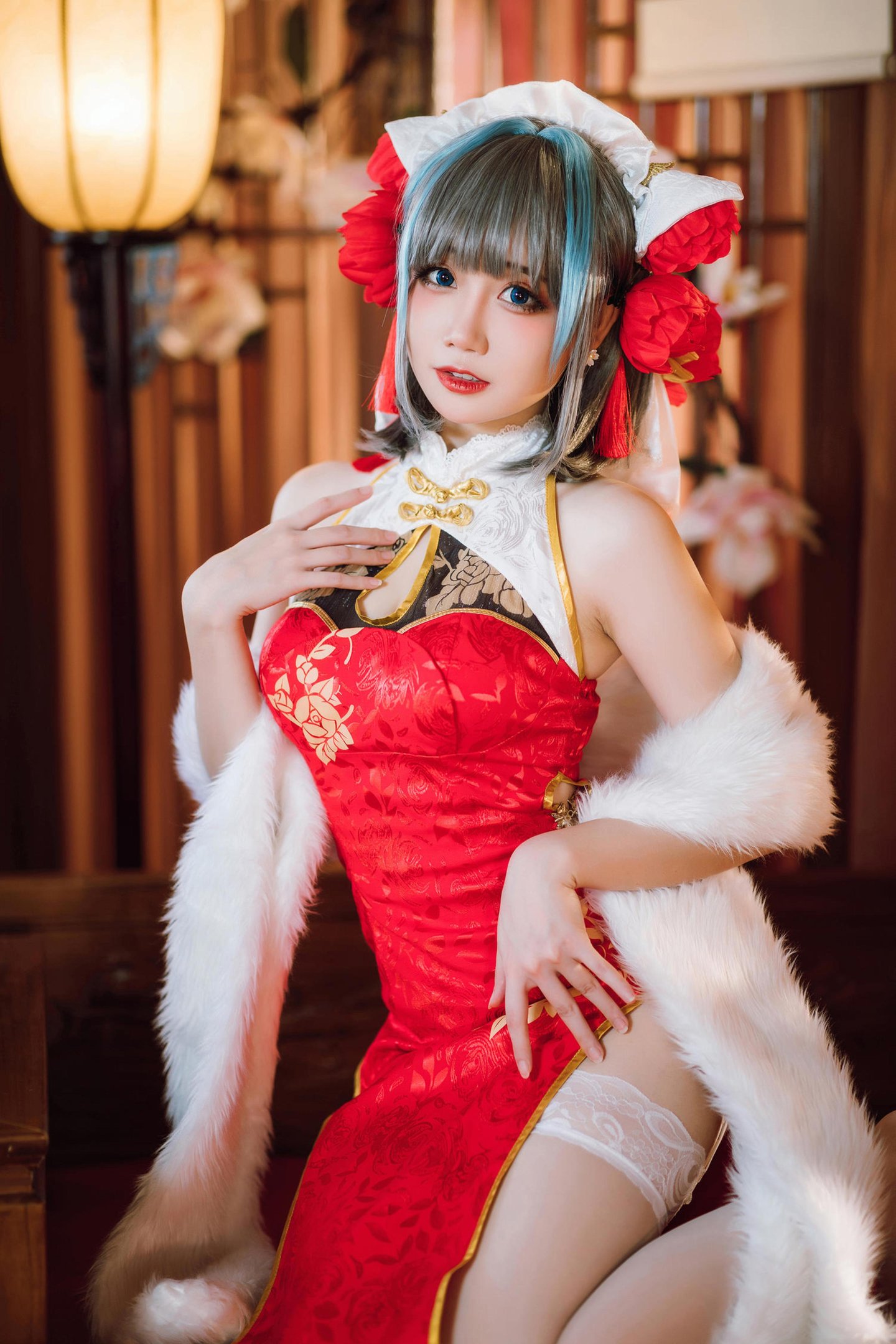 '[cosplay] Mê Mê Than - cos Cheshire: Người Thật Thực Tế Bích Lam Hàng Tuyến Mèo Nữ Tóc Bạc Tai Mèo Xé Áo Dài Ngực Khủng Tất Trắng Mở Đường Cực Độ Quyến Rũ Sa Ngã Không Chỉnh Sửa 29P'