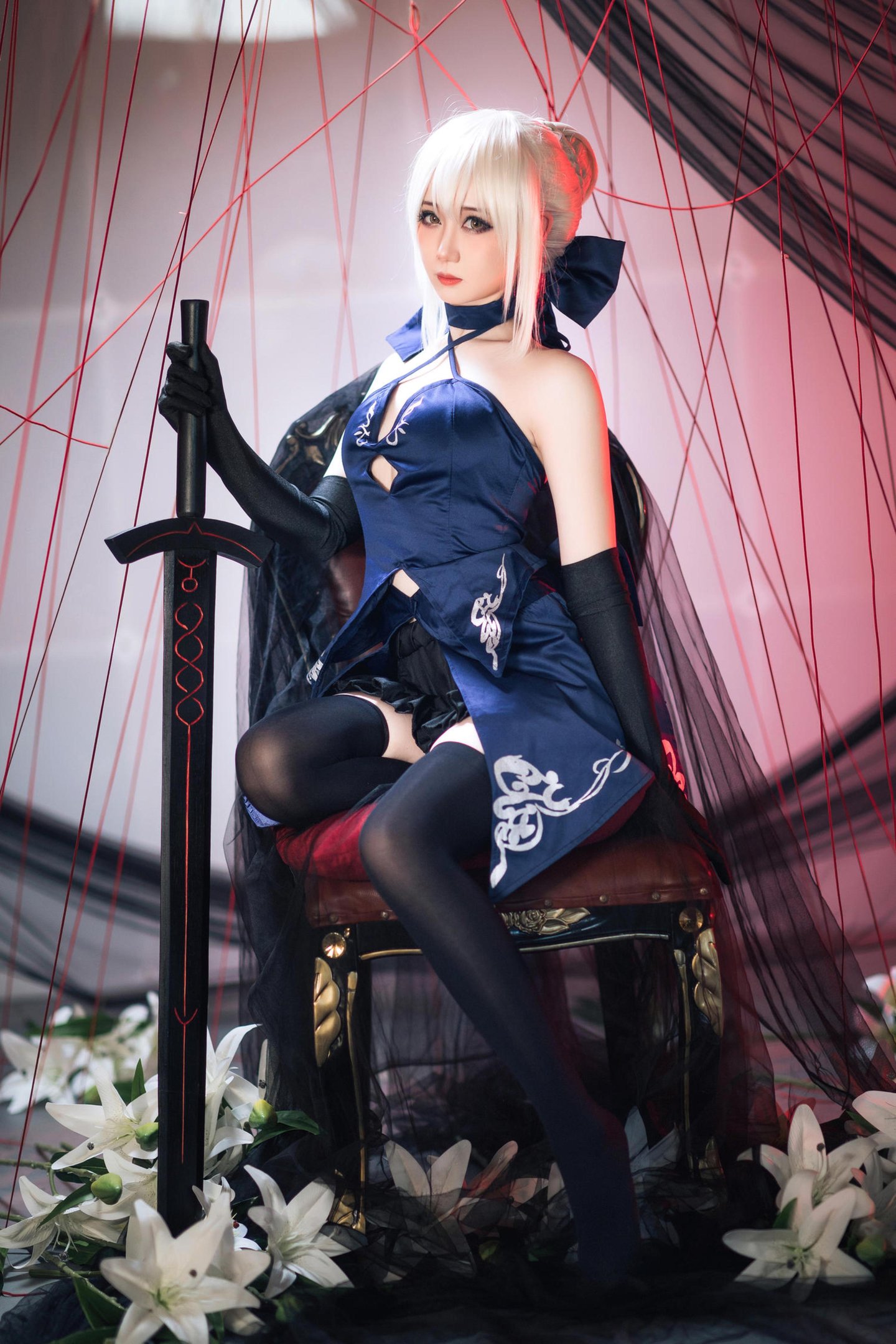 Cosplay] Mén Mén Tàn - Cos Black Jeanne d'Arc: Realistic Dark Avenger Dragon Girl in a Torn Cheongsam with Huge Breasts and Black Stockings, Ultimate Corruption Uncensored Training 72P