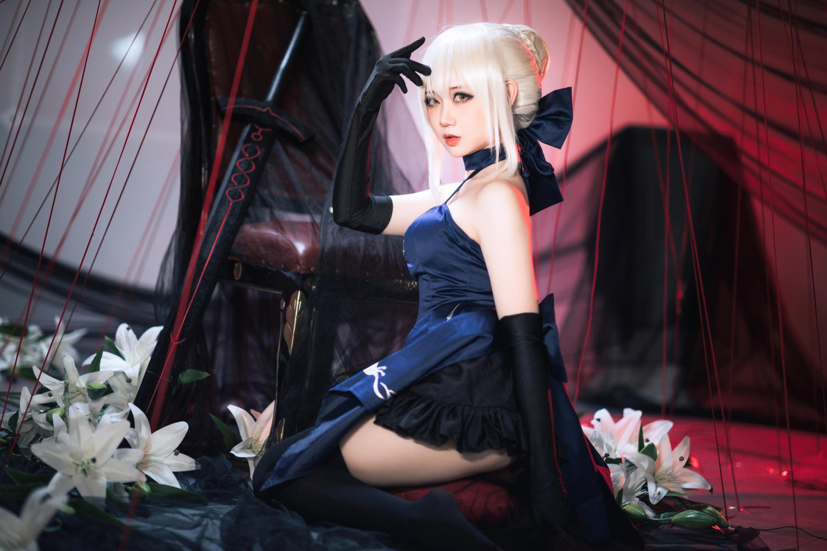 Cosplay] Mén Mén Tàn - Cos Black Jeanne d'Arc: Realistic Dark Avenger Dragon Girl in a Torn Cheongsam with Huge Breasts and Black Stockings, Ultimate Corruption Uncensored Training 72P