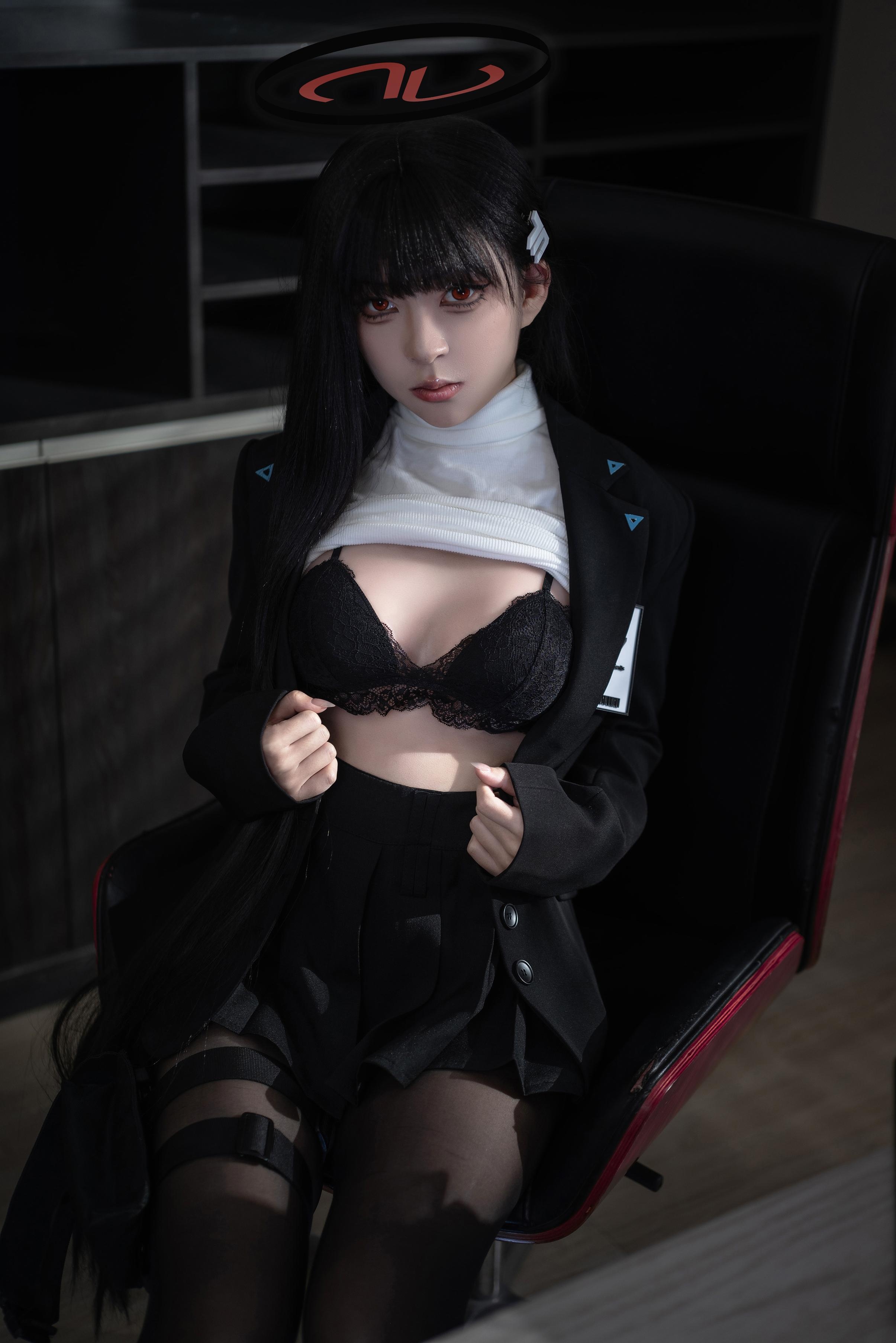 Cosplay] Vector Fish - Cosplay of Tsukiyomi Rion: Realistic Sexy Bunny Girl with Black Hair, Big Breasts, and Open-Crotch Stockings - Ultimate Temptation Unedited 36P