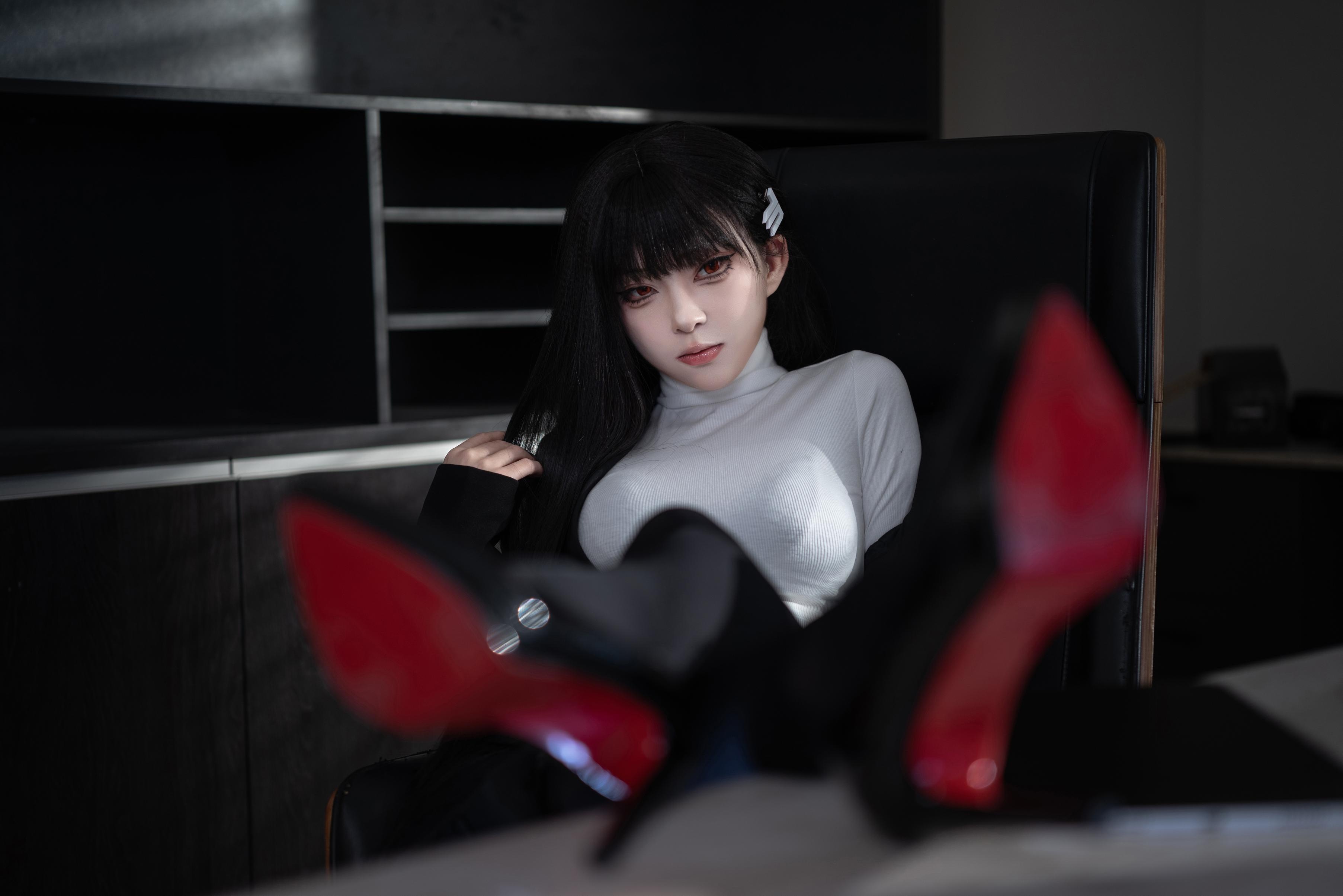 Cosplay] Vector Fish - Cosplay of Tsukiyomi Rion: Realistic Sexy Bunny Girl with Black Hair, Big Breasts, and Open-Crotch Stockings - Ultimate Temptation Unedited 36P