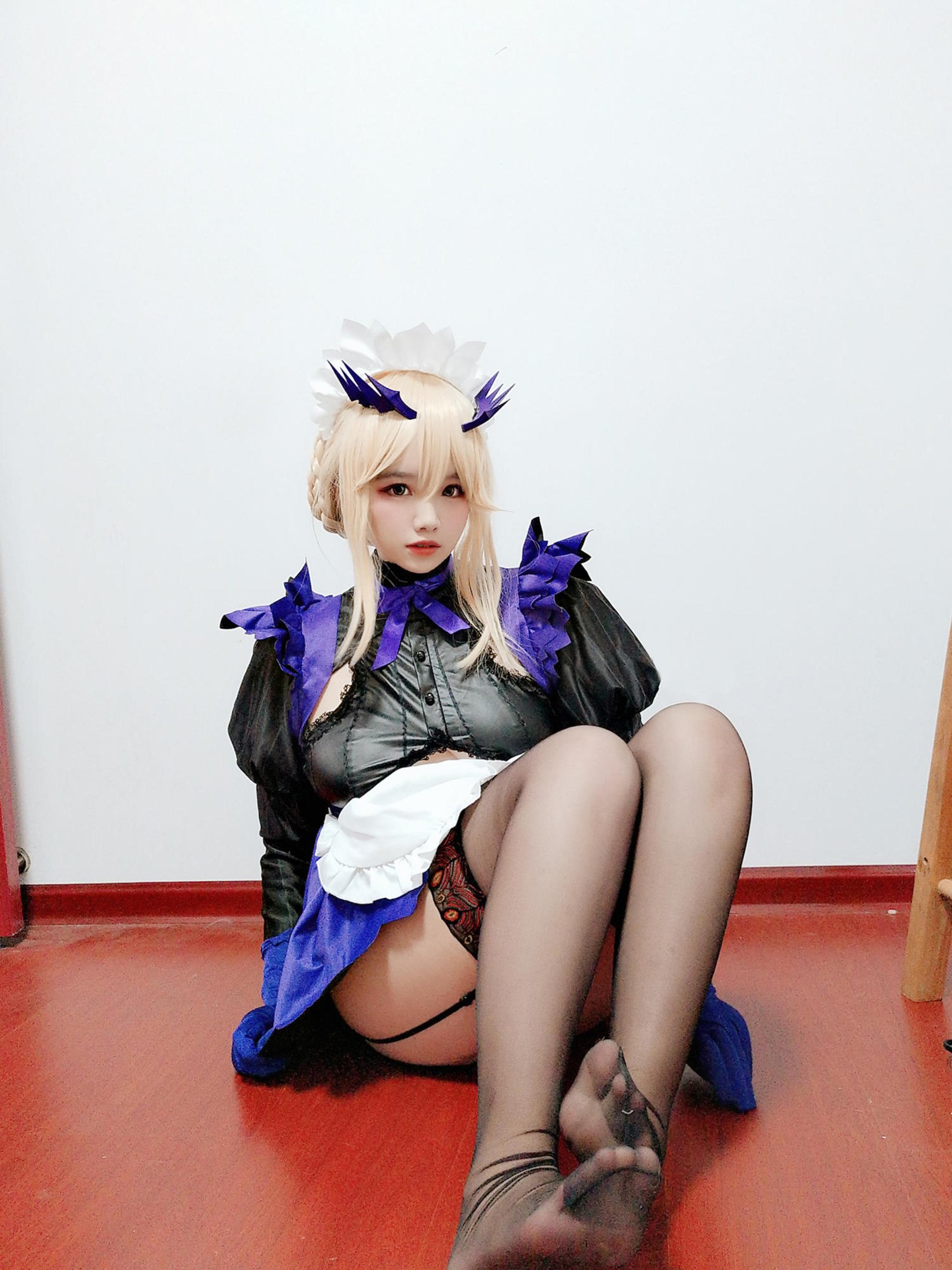 cospaly] 阿半今天很開心 - cos 黑槍呆：真人寫實FGO黑化槍兵女僕 黑髮金瞳撕裂女僕裝巨乳黑絲開檔 極致墮落調教無修正 68P