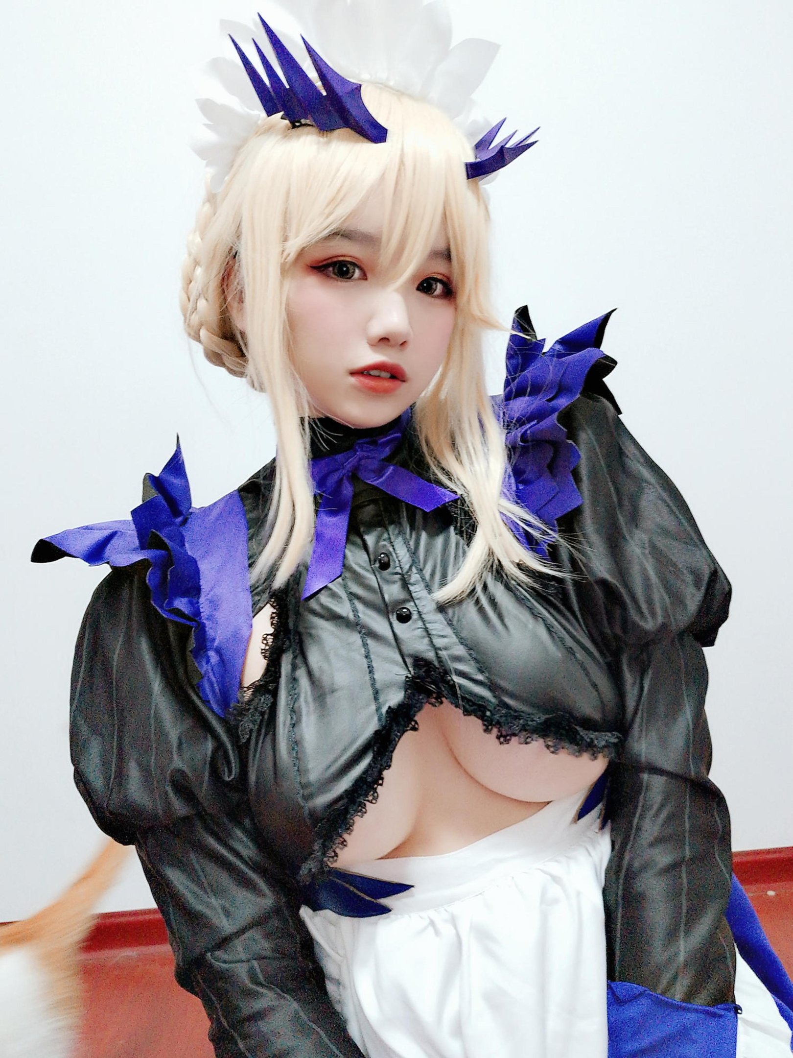 cospaly] 阿半今天很開心 - cos 黑槍呆：真人寫實FGO黑化槍兵女僕 黑髮金瞳撕裂女僕裝巨乳黑絲開檔 極致墮落調教無修正 68P