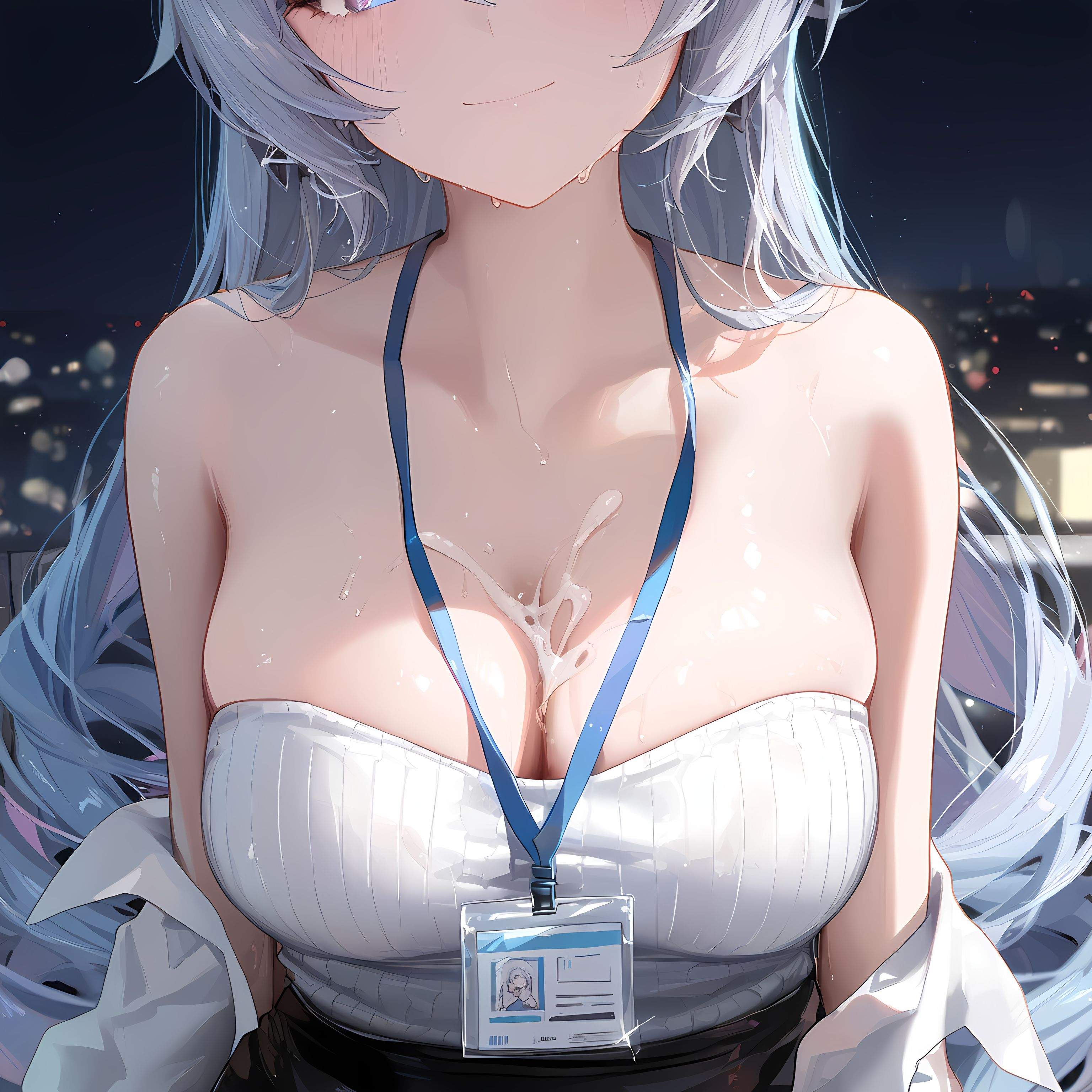 Cô Gái Anime Tạo Bởi AI - [2D] 布洛妮娅：崩坏3 Bạc Tóc Tím Mắt Hacker Nữ Trong Bộ Đồng Phục OL Quyến Rũ 290P