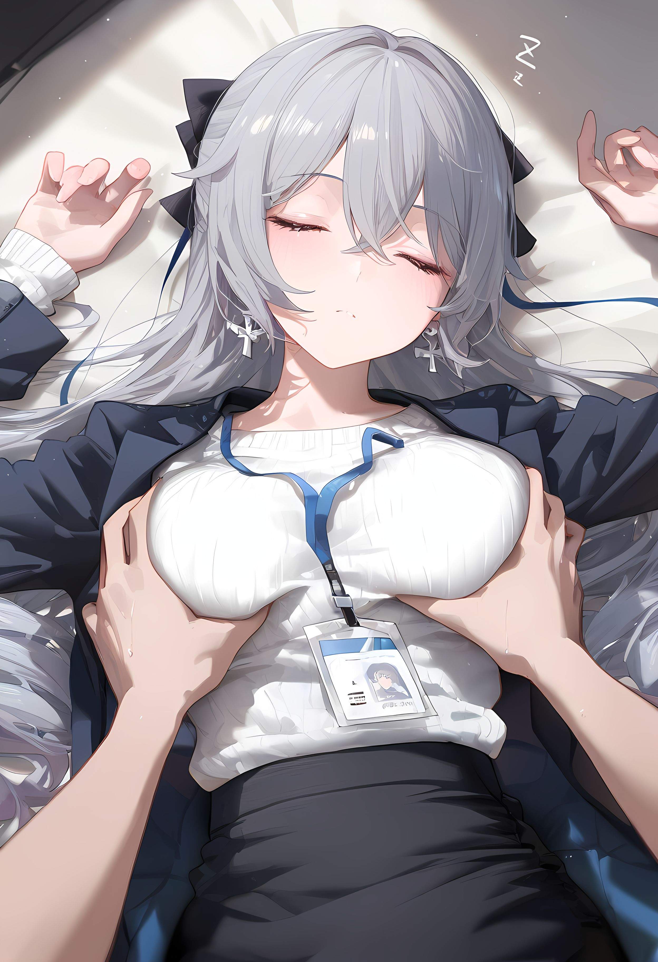 AI Generated Anime Girl - [2D] Bronya: Honkai Impact 3 Silver-Haired, Purple-Eyed Hacker Girl in a Malfunctioning OL Uniform Temptation, 290P