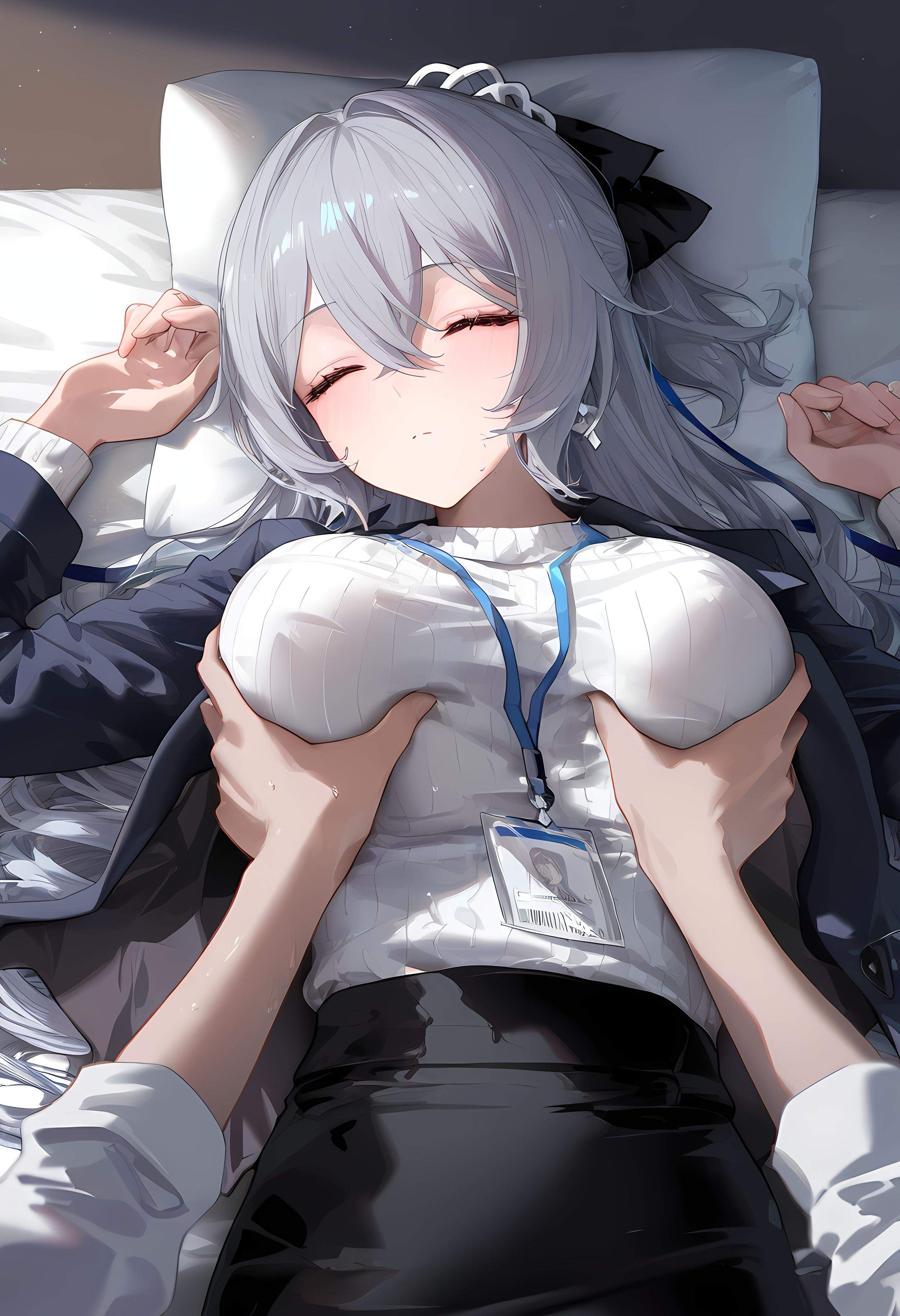 AI Generated Anime Girl - [2D] Bronya: Honkai Impact 3 Silver-Haired, Purple-Eyed Hacker Girl in a Malfunctioning OL Uniform Temptation, 290P