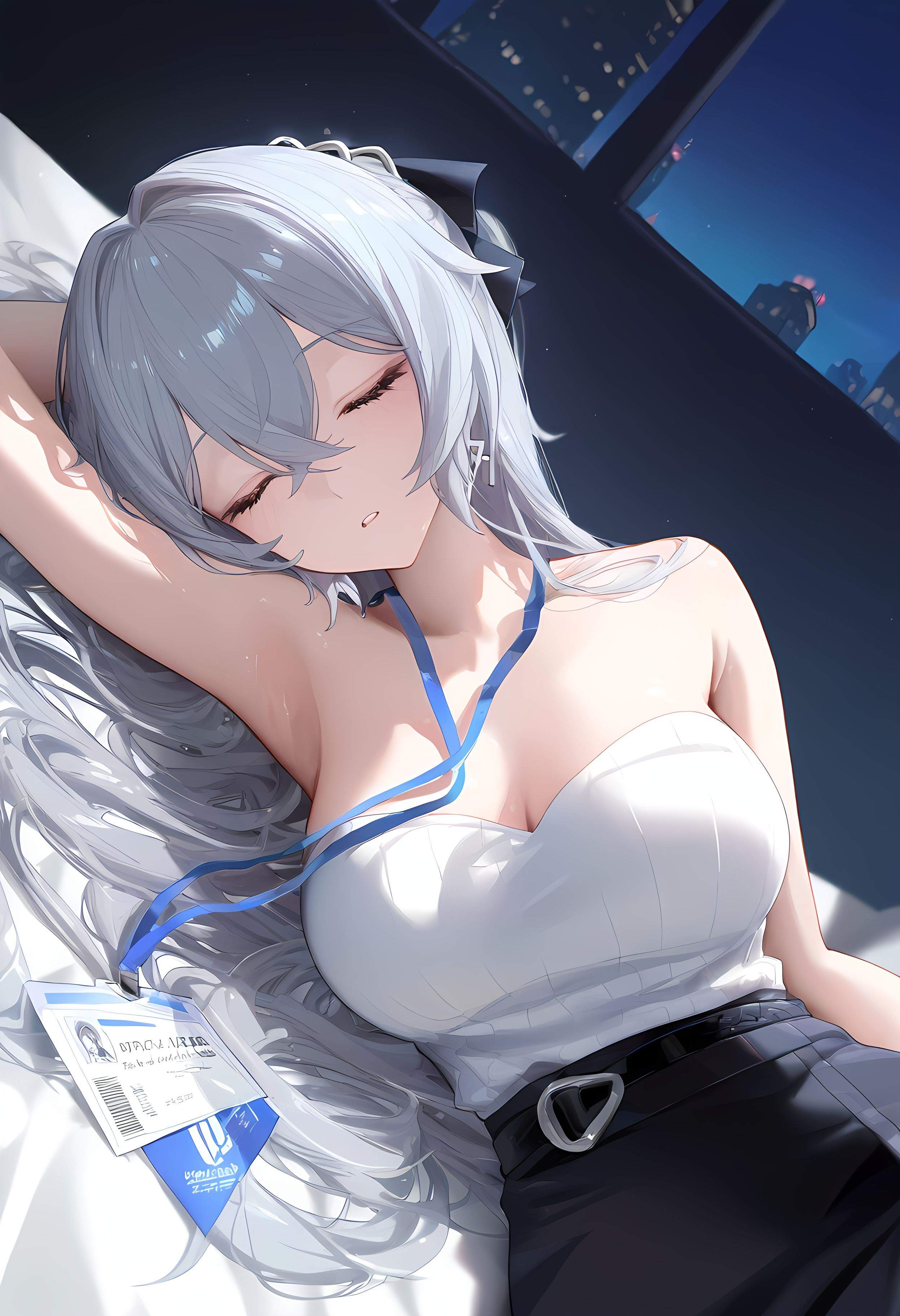 AI Generated Anime Girl - [2D] Bronya: Honkai Impact 3 Silver-Haired, Purple-Eyed Hacker Girl in a Malfunctioning OL Uniform Temptation, 290P