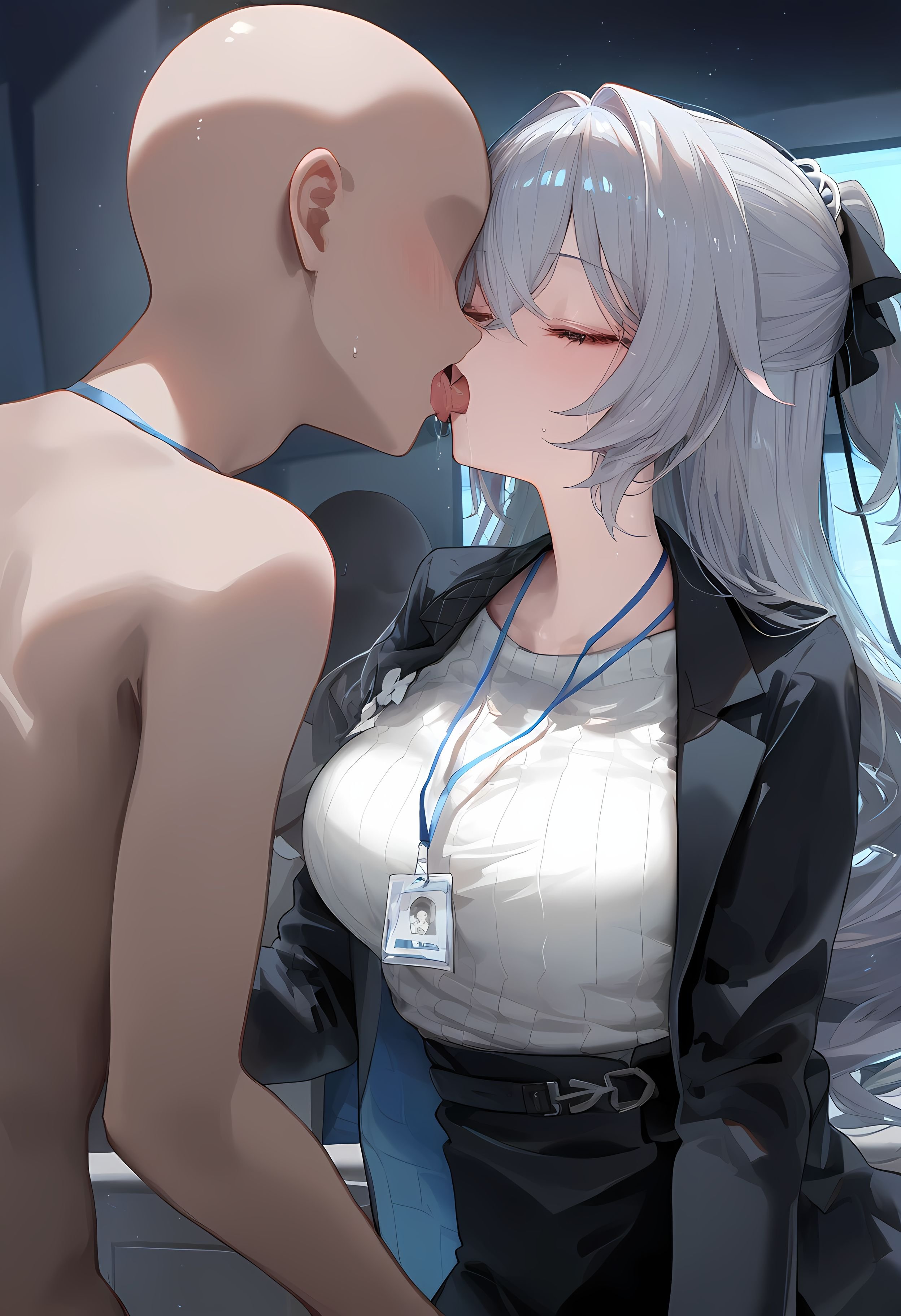 AI Generated Anime Girl - [2D] Bronya: Honkai Impact 3 Silver-Haired, Purple-Eyed Hacker Girl in a Malfunctioning OL Uniform Temptation, 290P