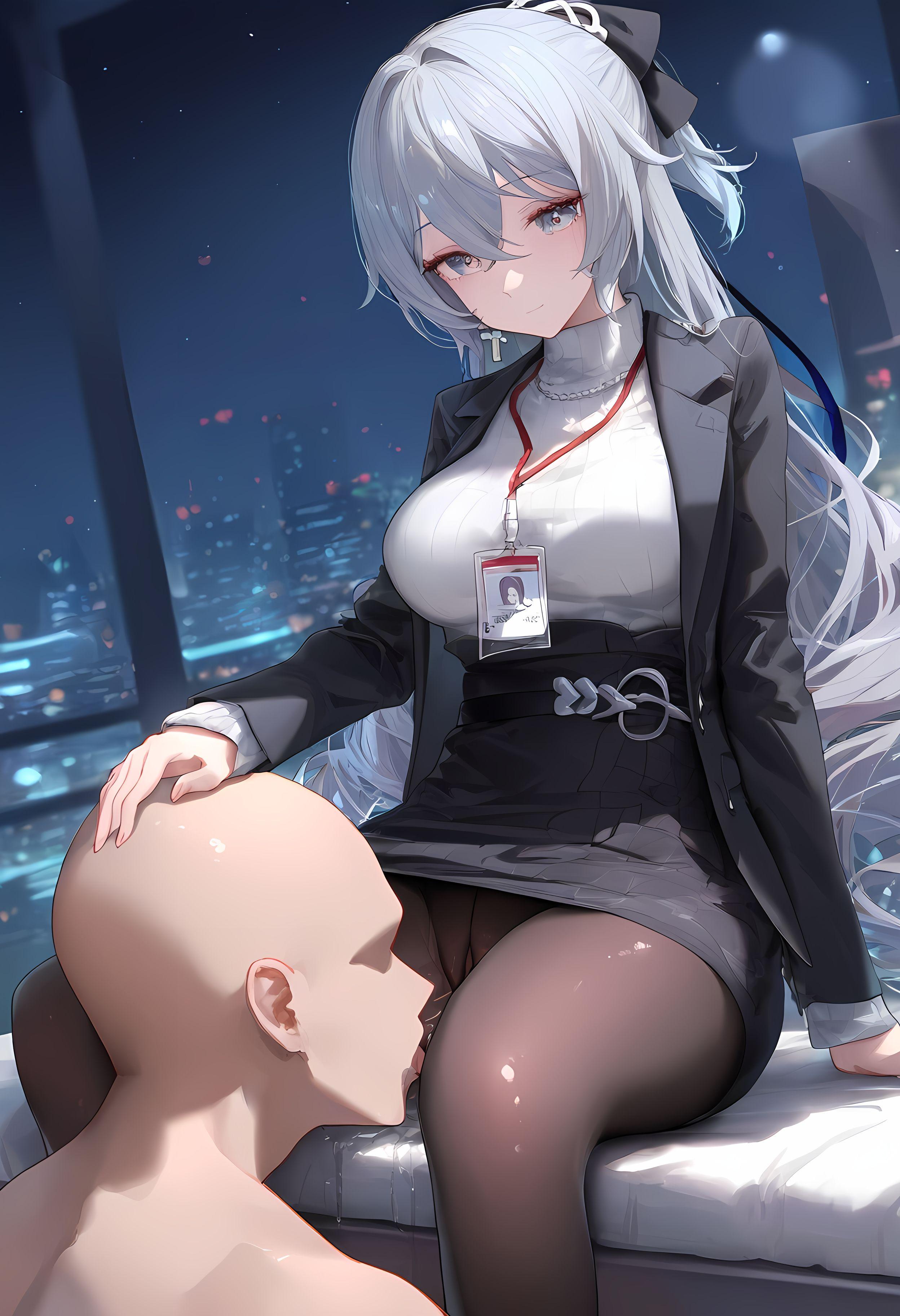 AI Generated Anime Girl - [2D] Bronya: Honkai Impact 3 Silver-Haired, Purple-Eyed Hacker Girl in a Malfunctioning OL Uniform Temptation, 290P