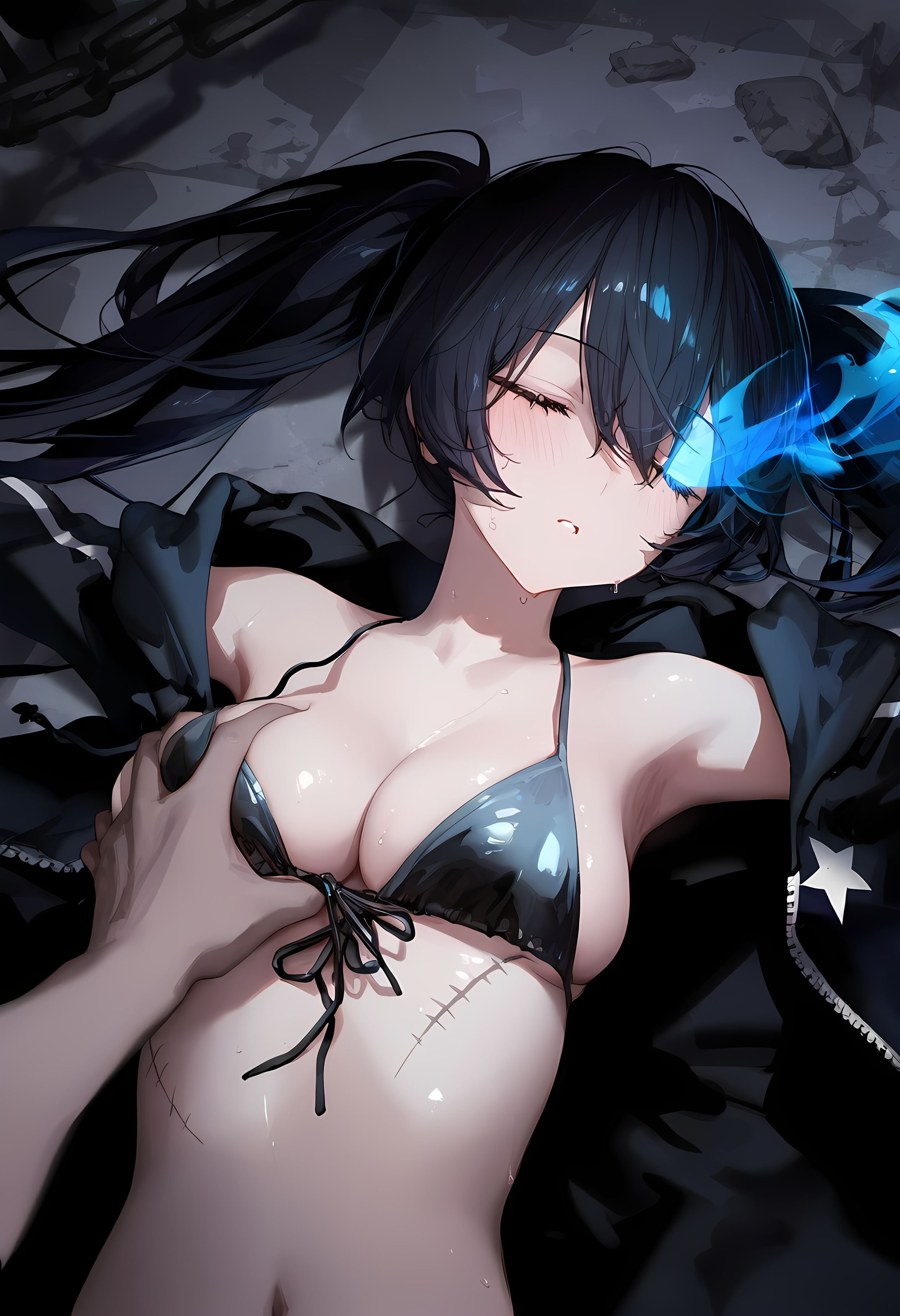 Cô Gái Anime Tạo Bởi AI - [2D] 黑岩射手：原创动漫黑发蓝眼战斗少女 武器失控的蓝色魅惑 战斗少女的疯狂射击 263P
