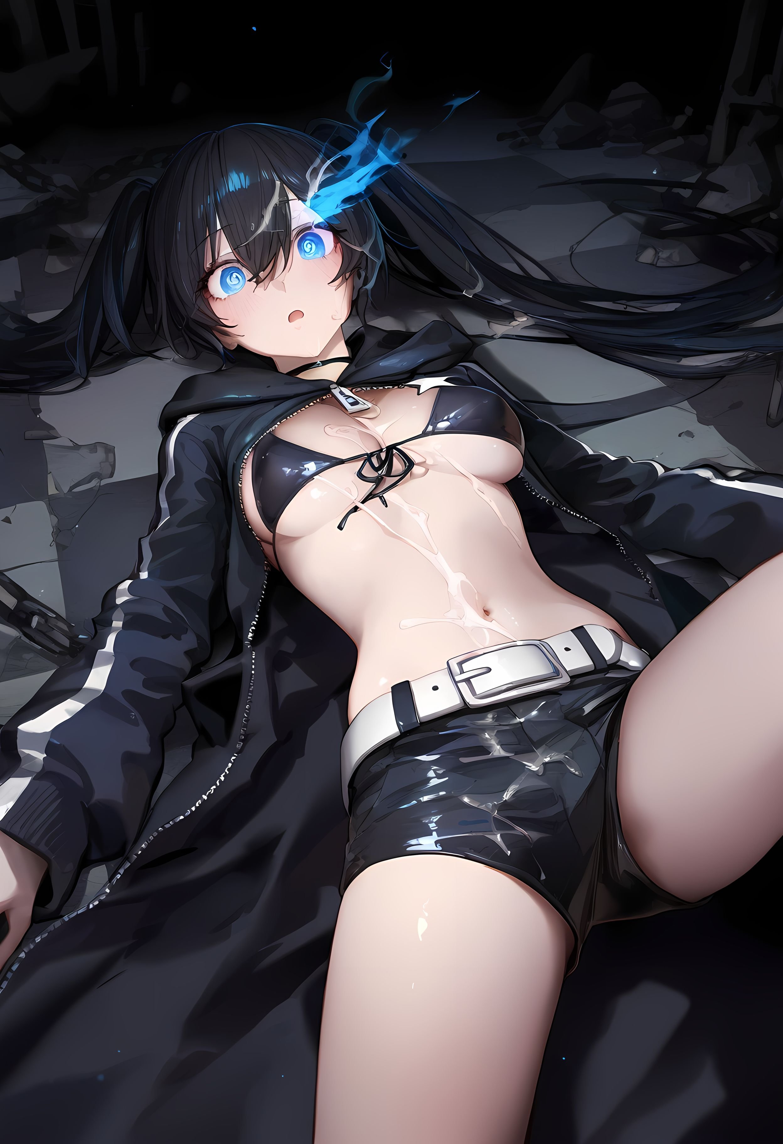 AI 생성 애니메이션 소녀 - [2D] 흑암사수: 원작 애니메이션 검은 머리 푸른 눈 전투 소녀 무기 제어 불능의 푸른 매력 전투 소녀의 미친 사격 263P