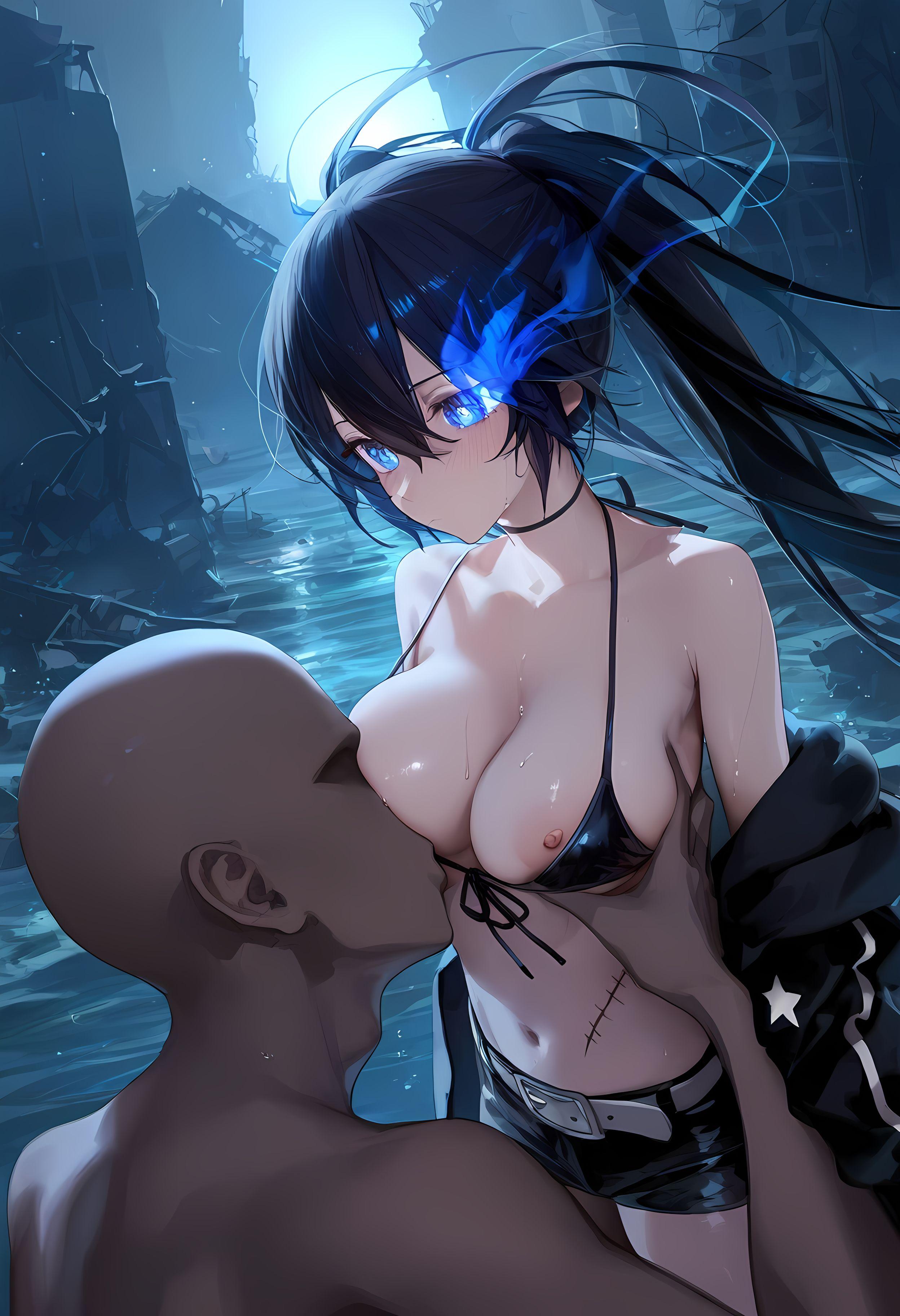 AI 생성 애니메이션 소녀 - [2D] 흑암사수: 원작 애니메이션 검은 머리 푸른 눈 전투 소녀 무기 제어 불능의 푸른 매력 전투 소녀의 미친 사격 263P